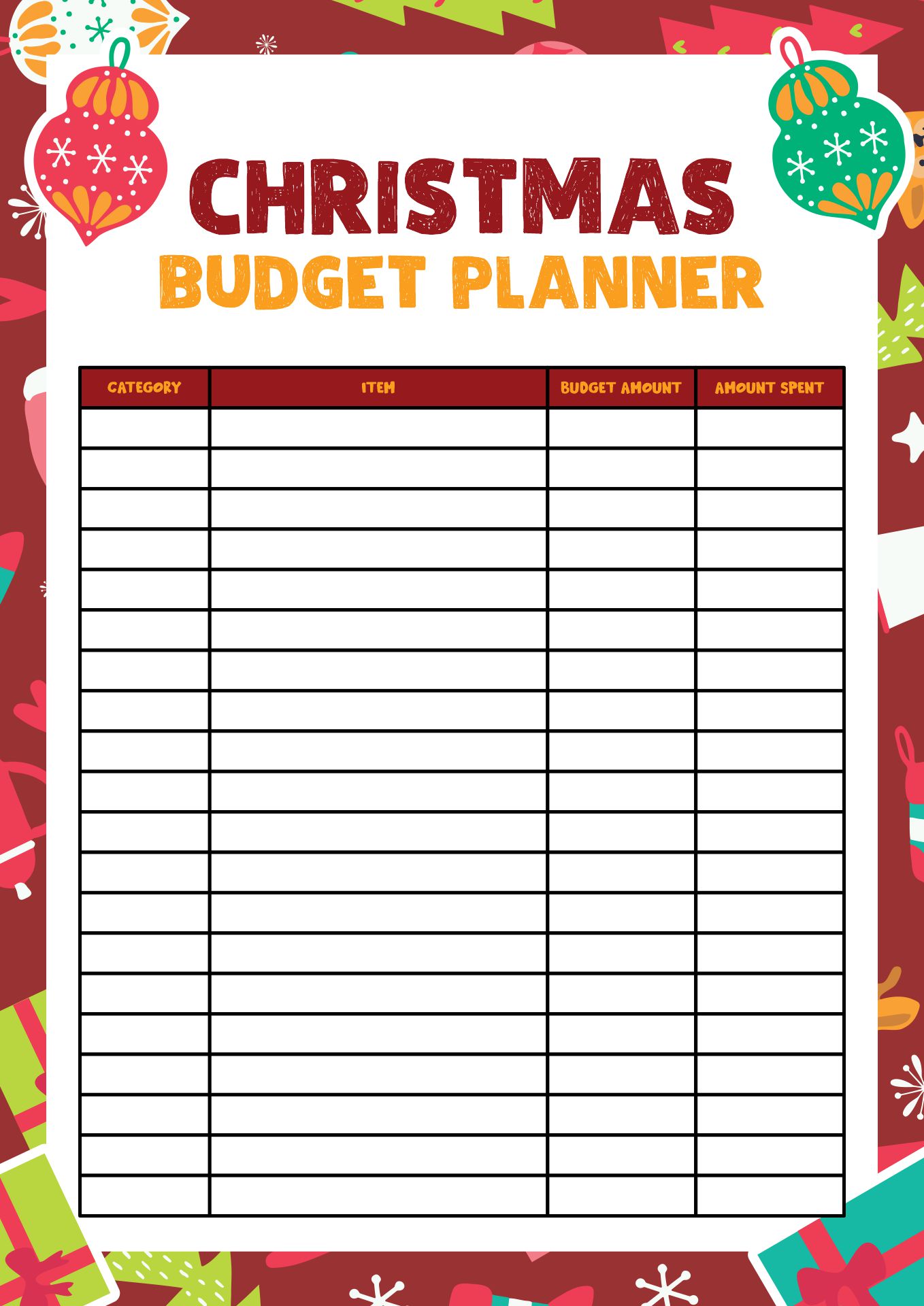 Printable Christmas Budget Planner Lists