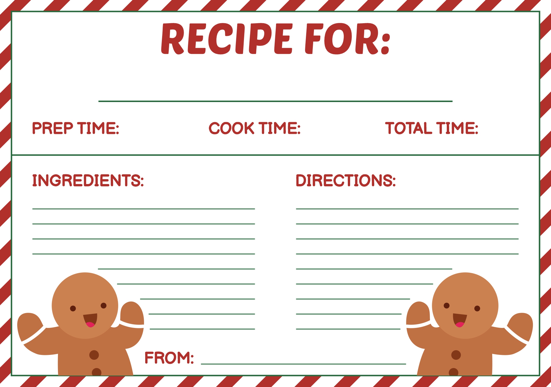 Printable Christmas Cookie Recipe Cards