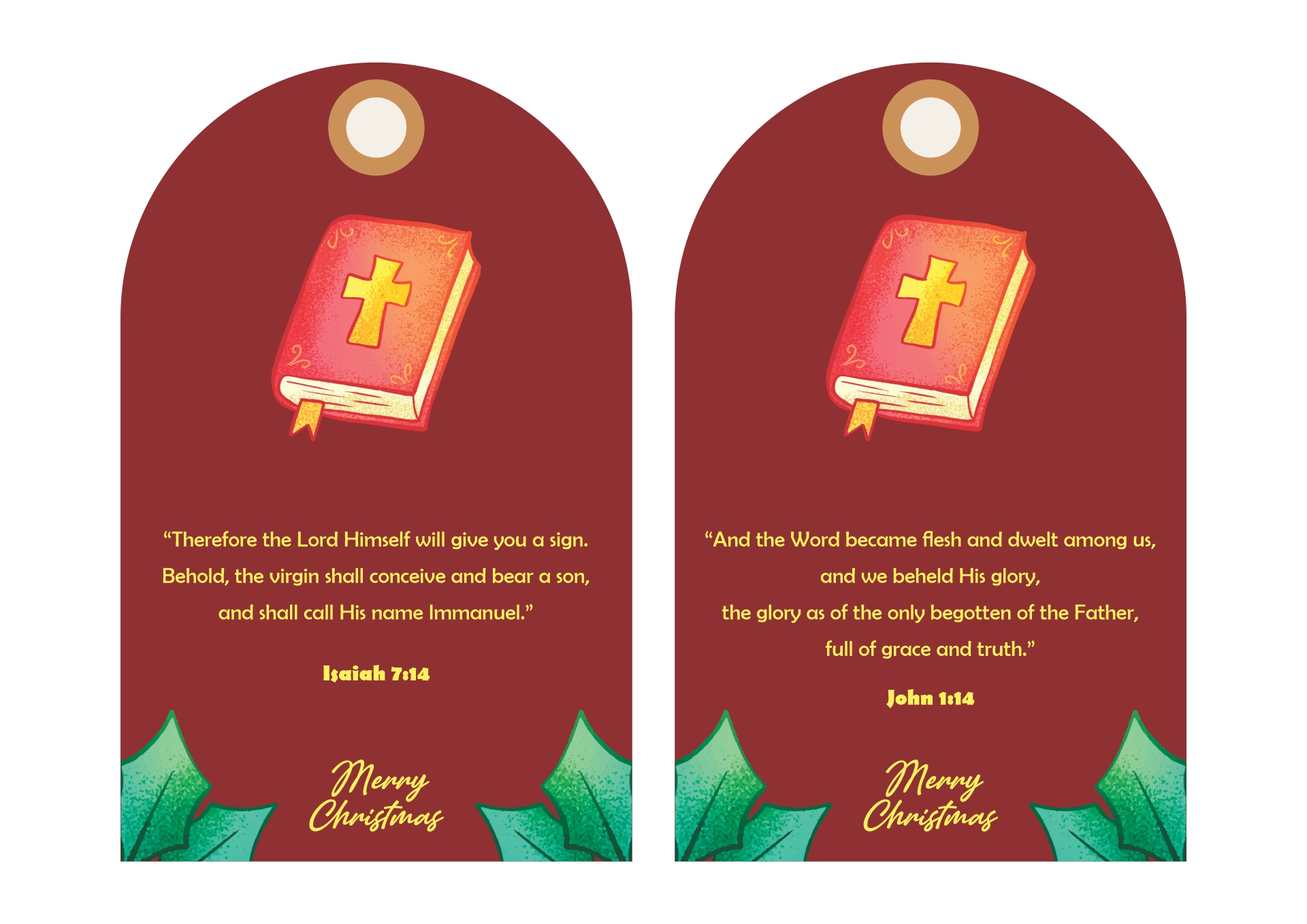 Printable Christmas Gift Tags with Bible Verses