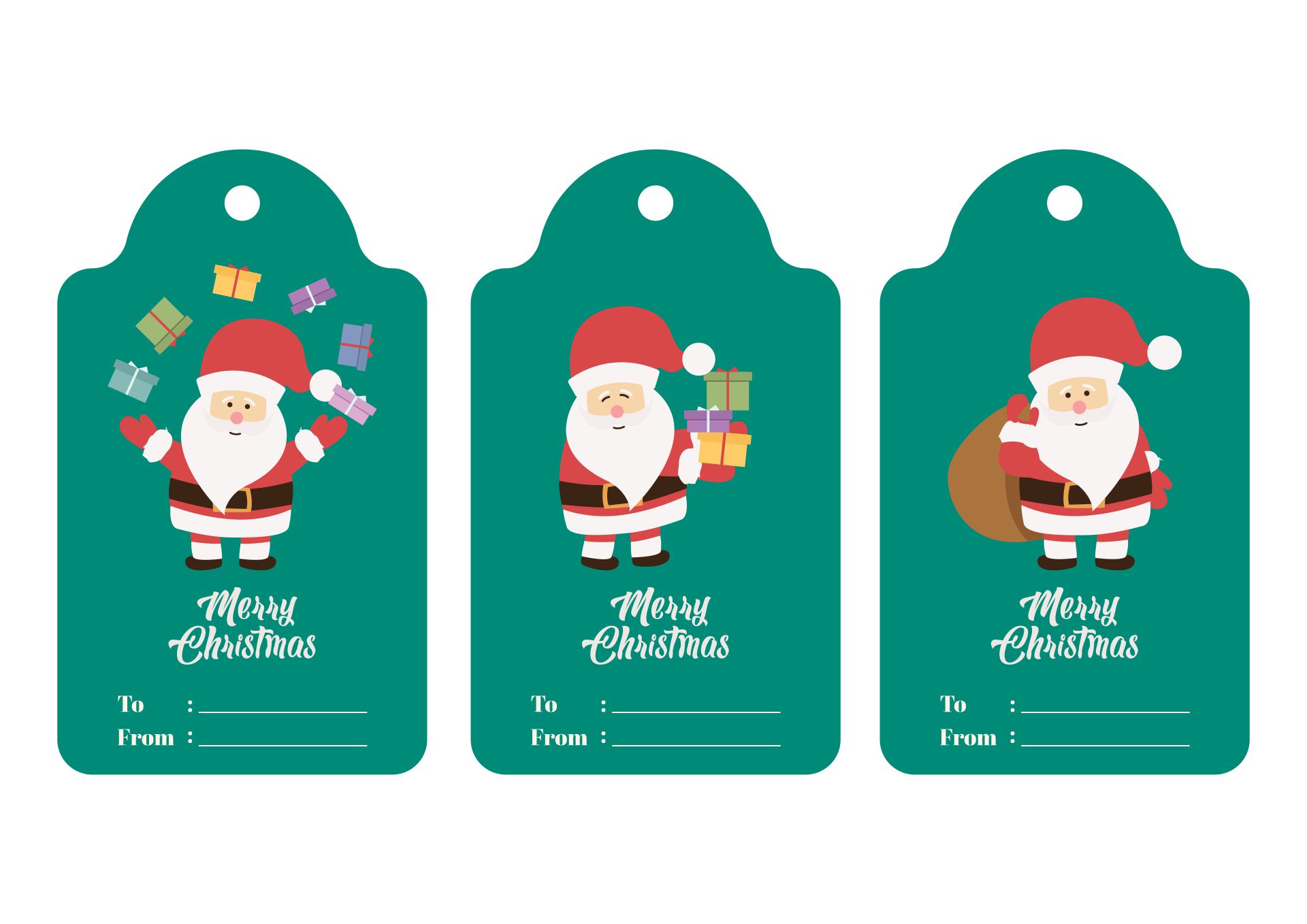 Printable Christmas Gift Tags with Santa