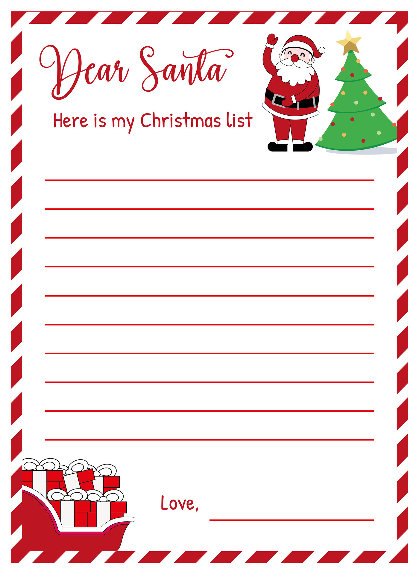 Printable Christmas Letterhead for Kids