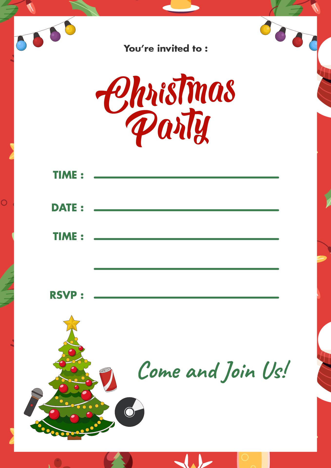 Printable Christmas Party Invitations