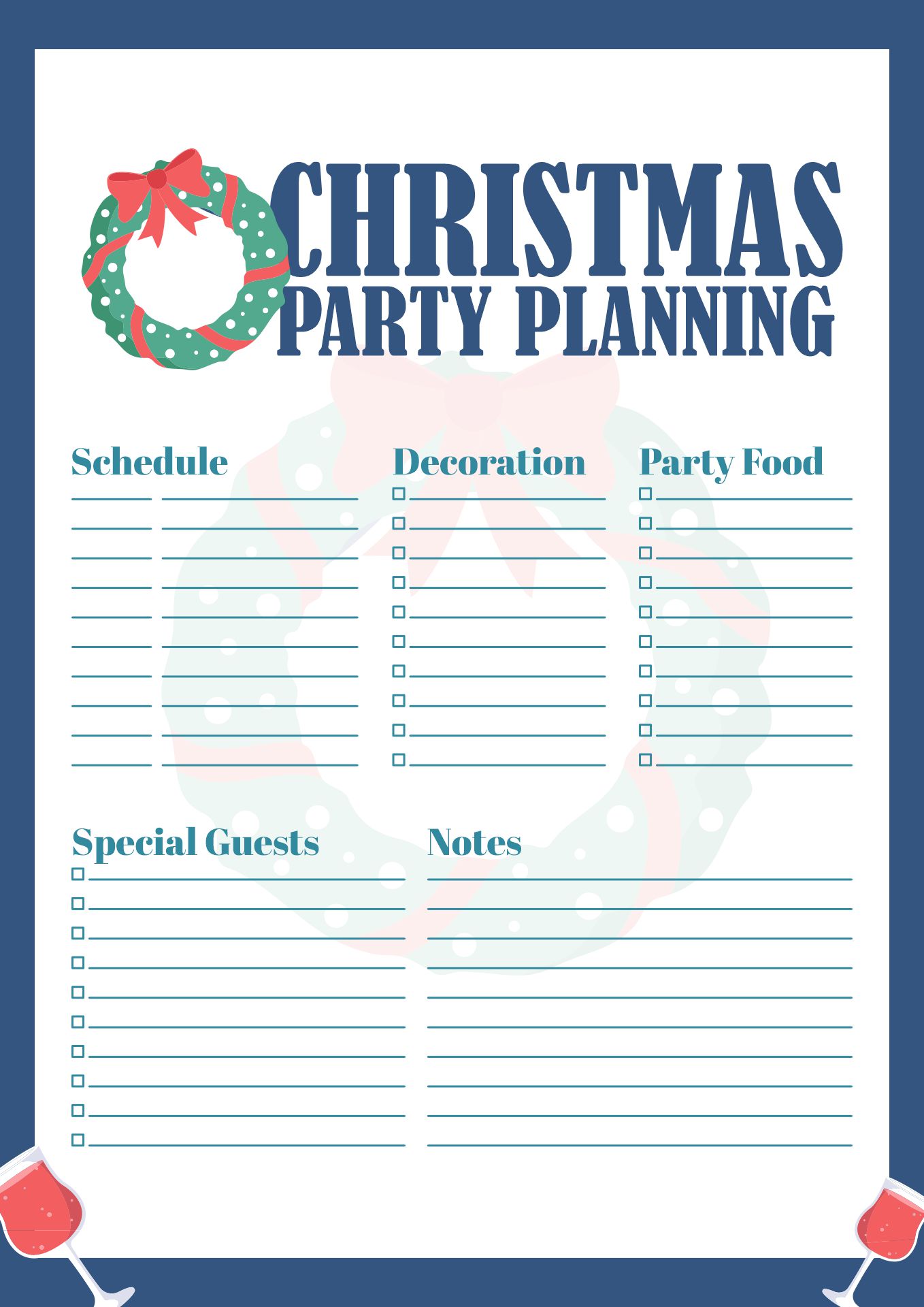 Printable Christmas Party Planning Lists