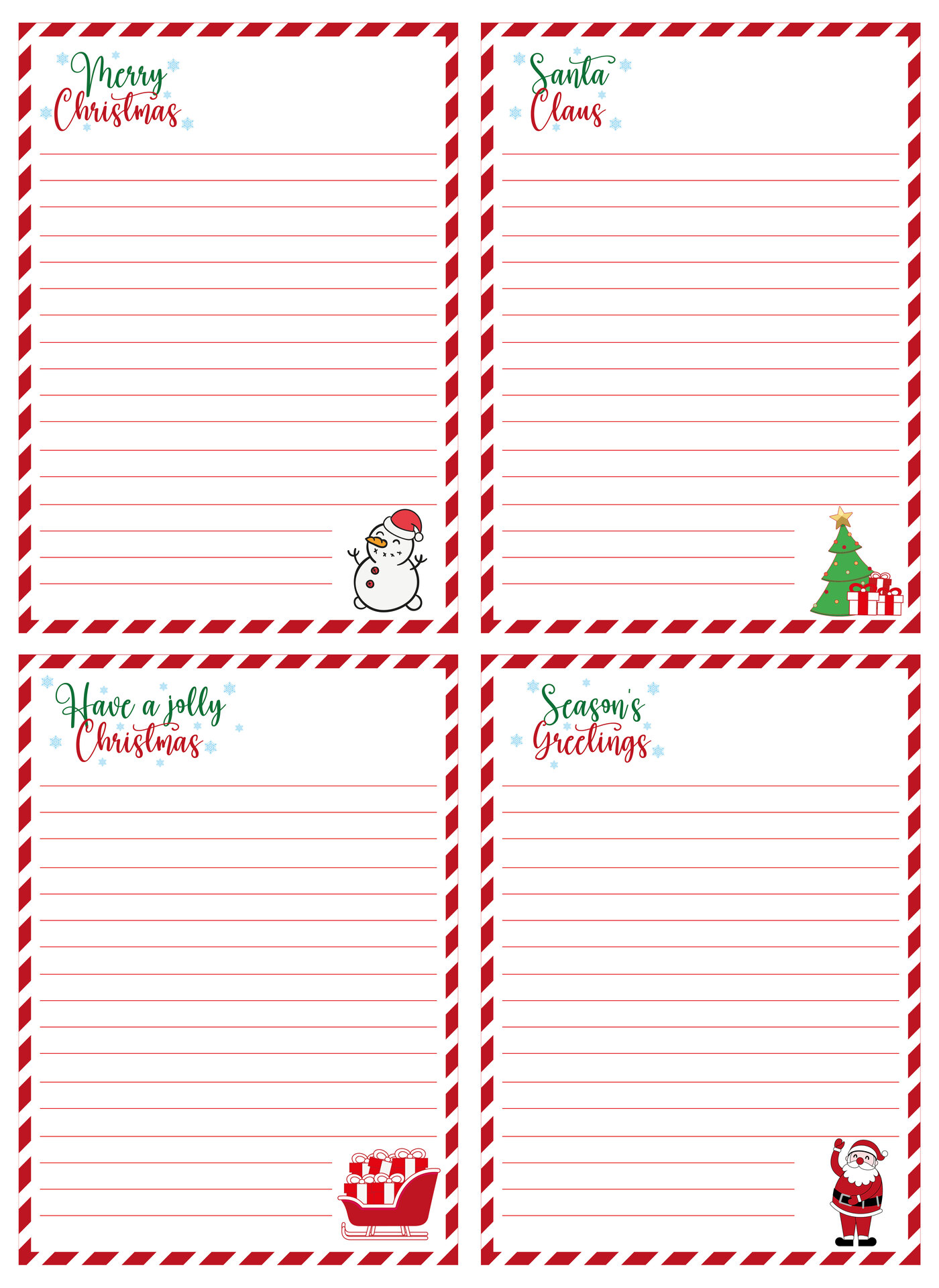 Printable Christmas Stationery Sets