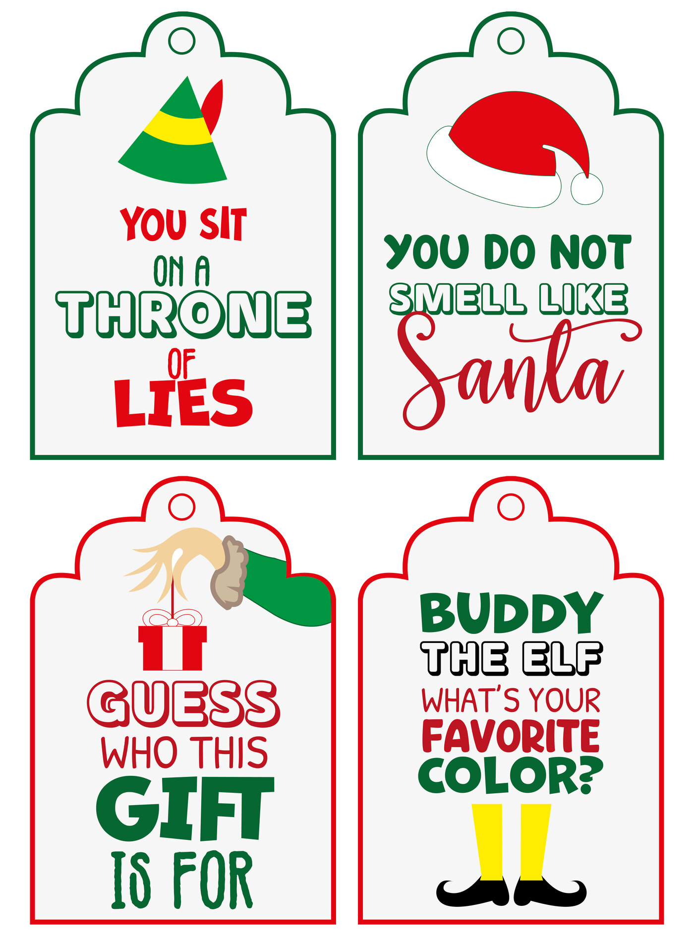 Printable Elf-Themed Christmas Gift Tags