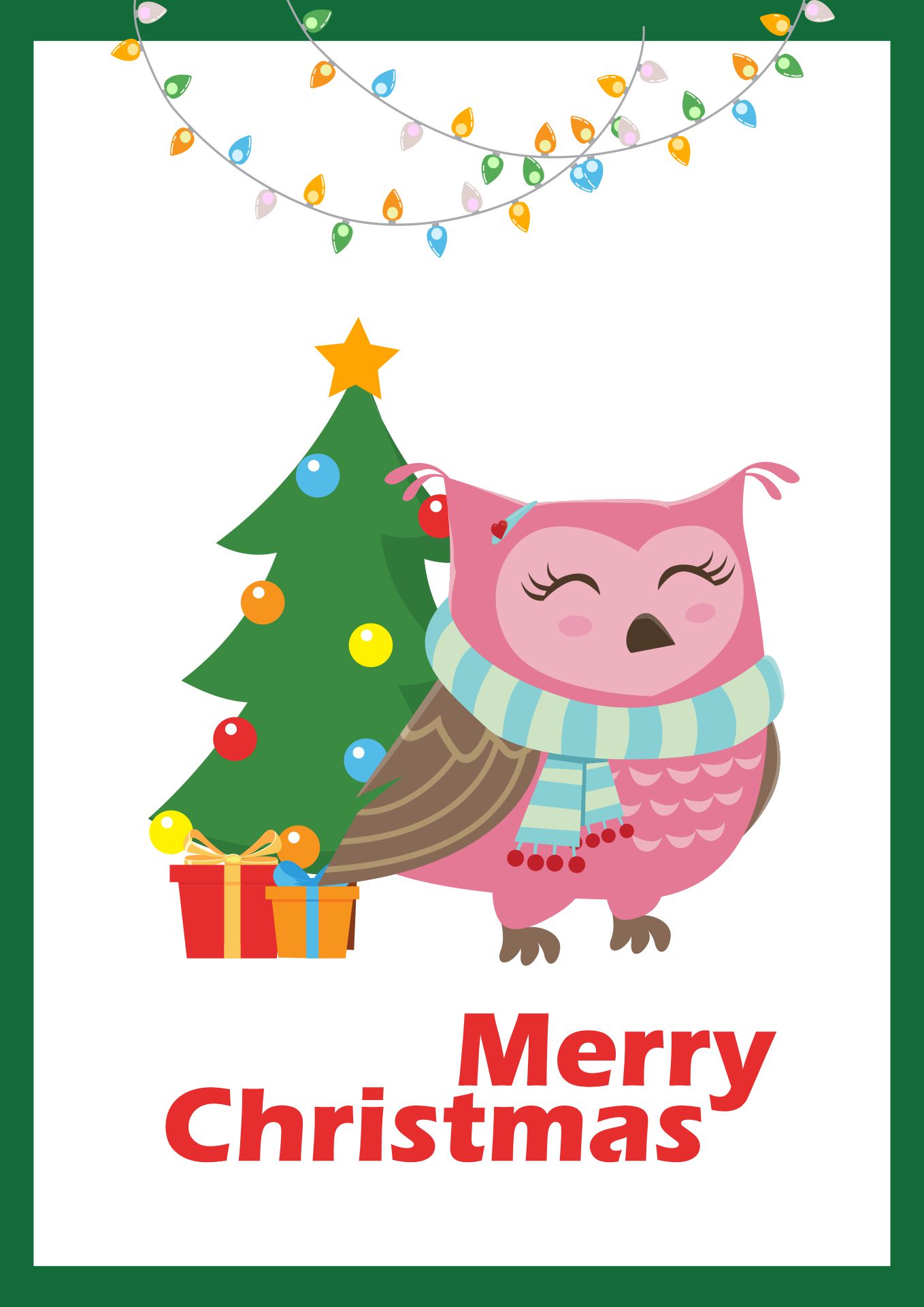 Printable Festive Owl Christmas Cards