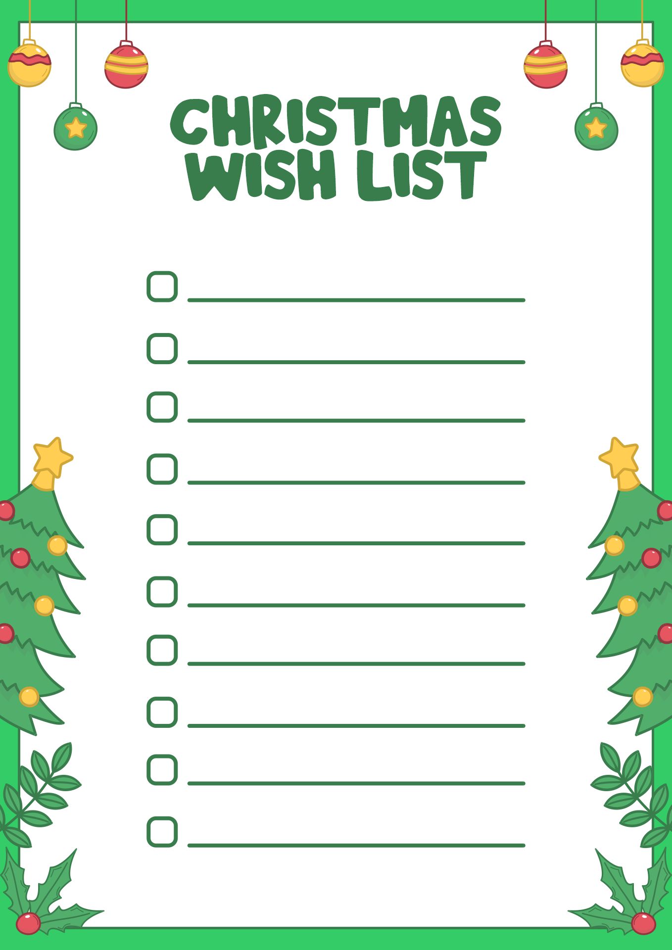 Printable Kids Christmas Wish List