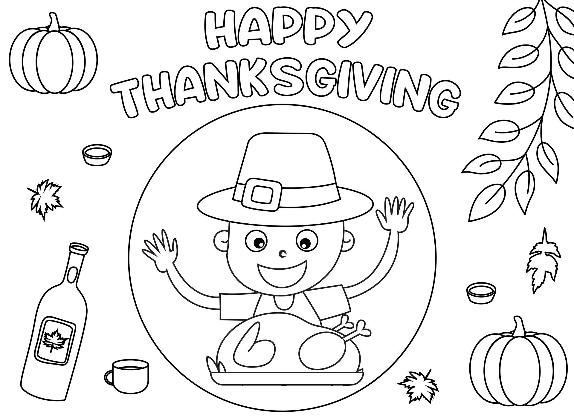 Printable Pilgrim Coloring Placemats for Toddlers