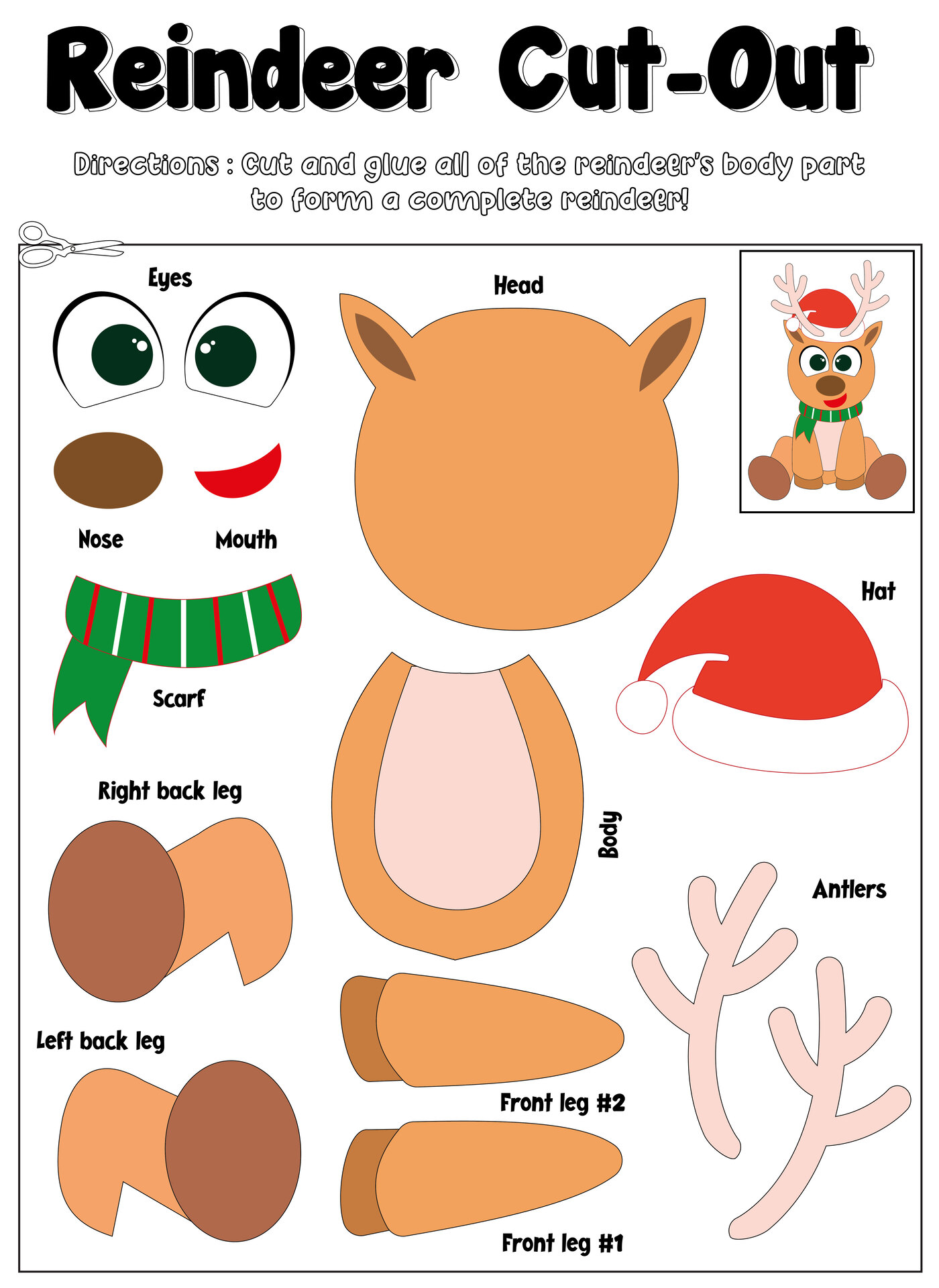 Printable Reindeer Cut Out Shapes