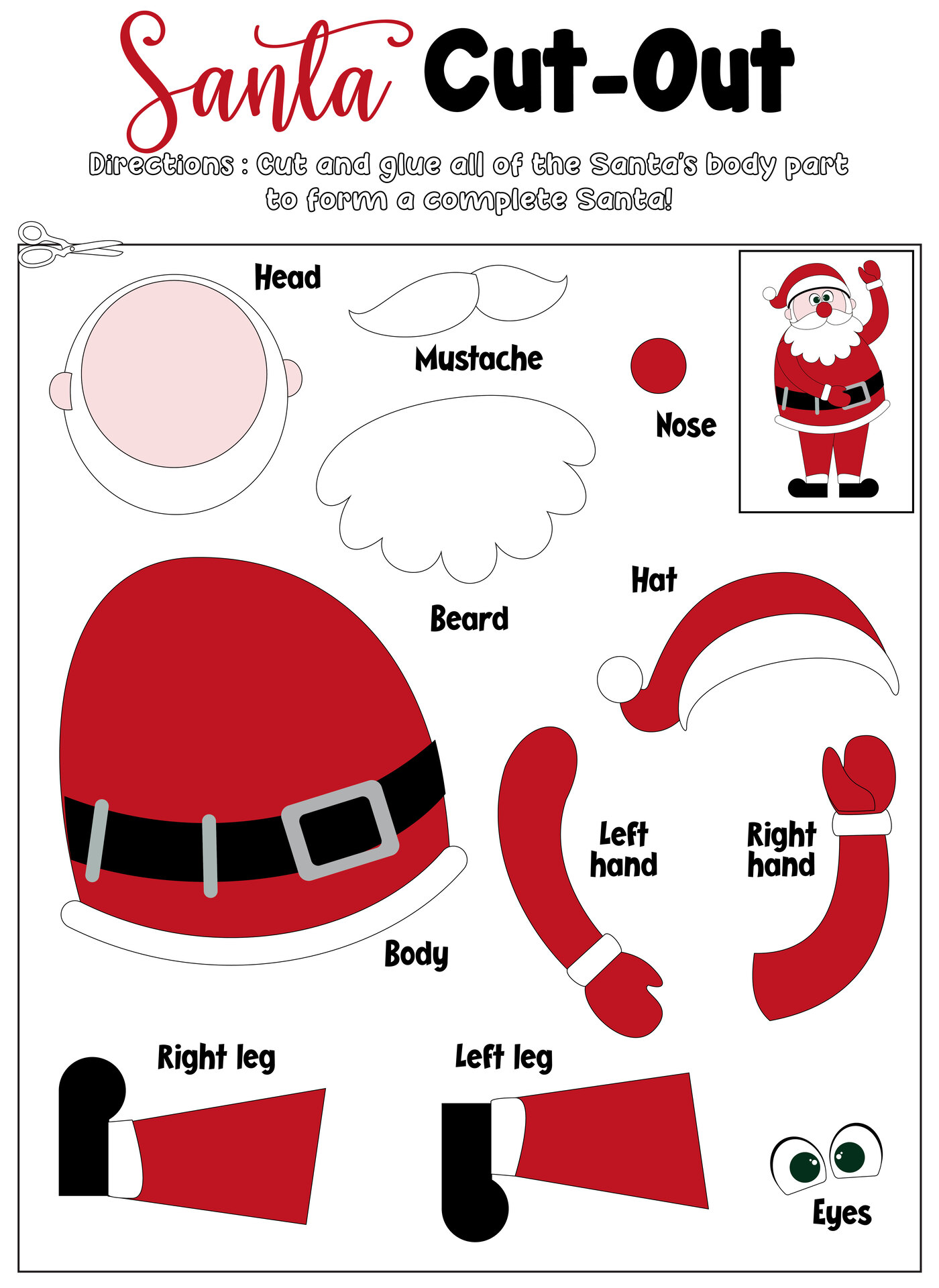 Printable Santa Claus Shapes for Cutting