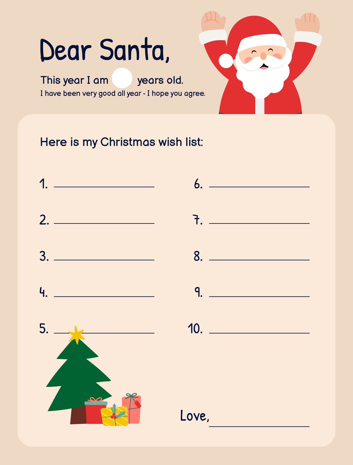 Printable Santa Wish List Form