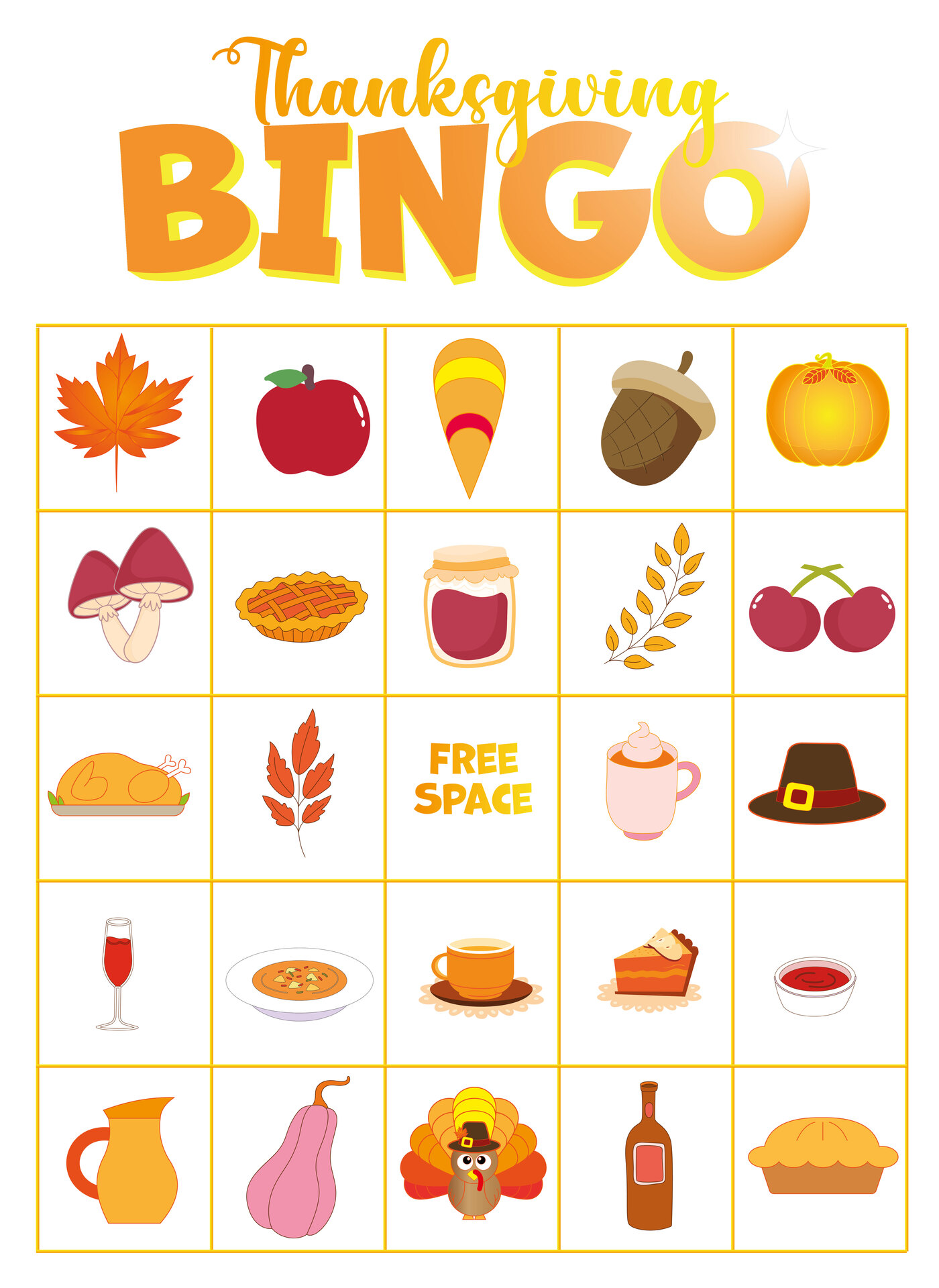 Printable Thanksgiving Bingo Cards