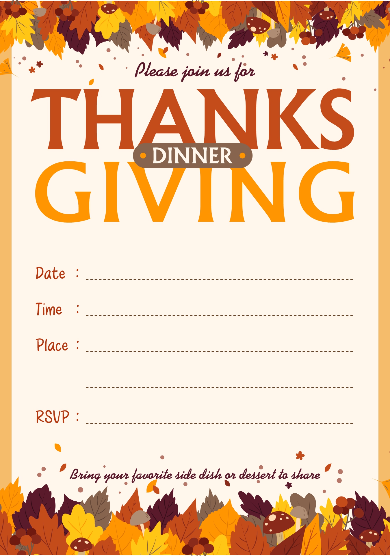 Printable Thanksgiving Dinner Invite