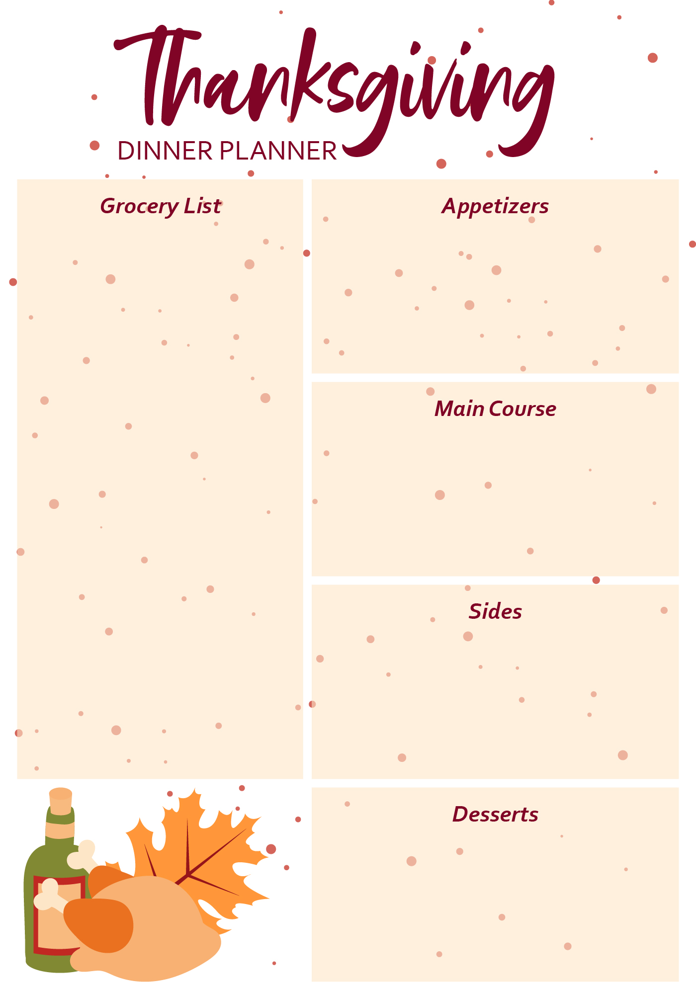 Printable Thanksgiving Dinner Planner