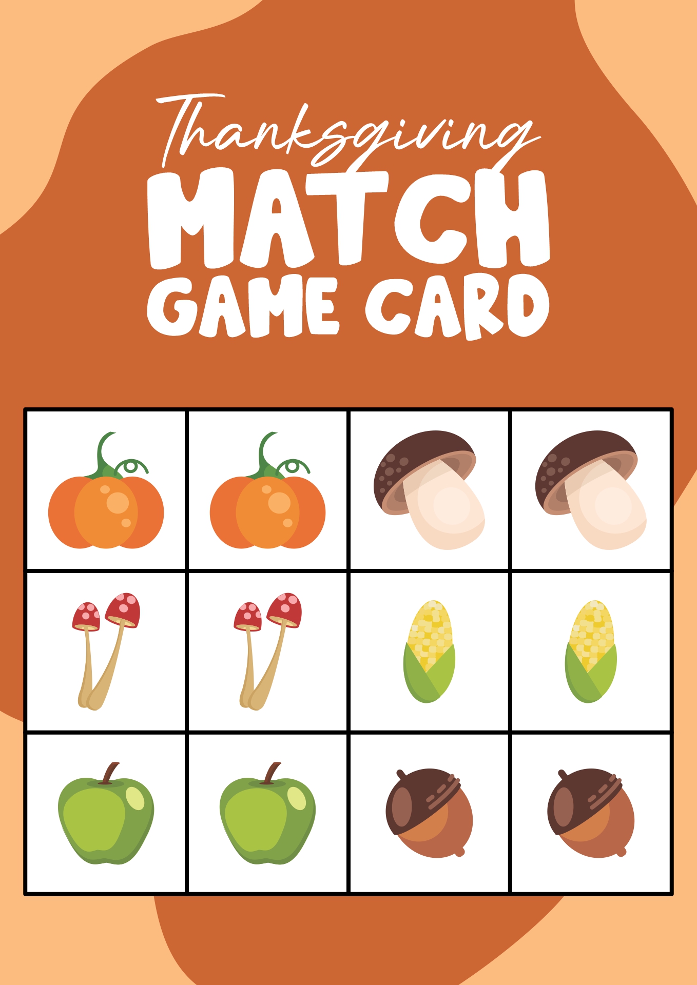 Printable Thanksgiving Match Game Cards