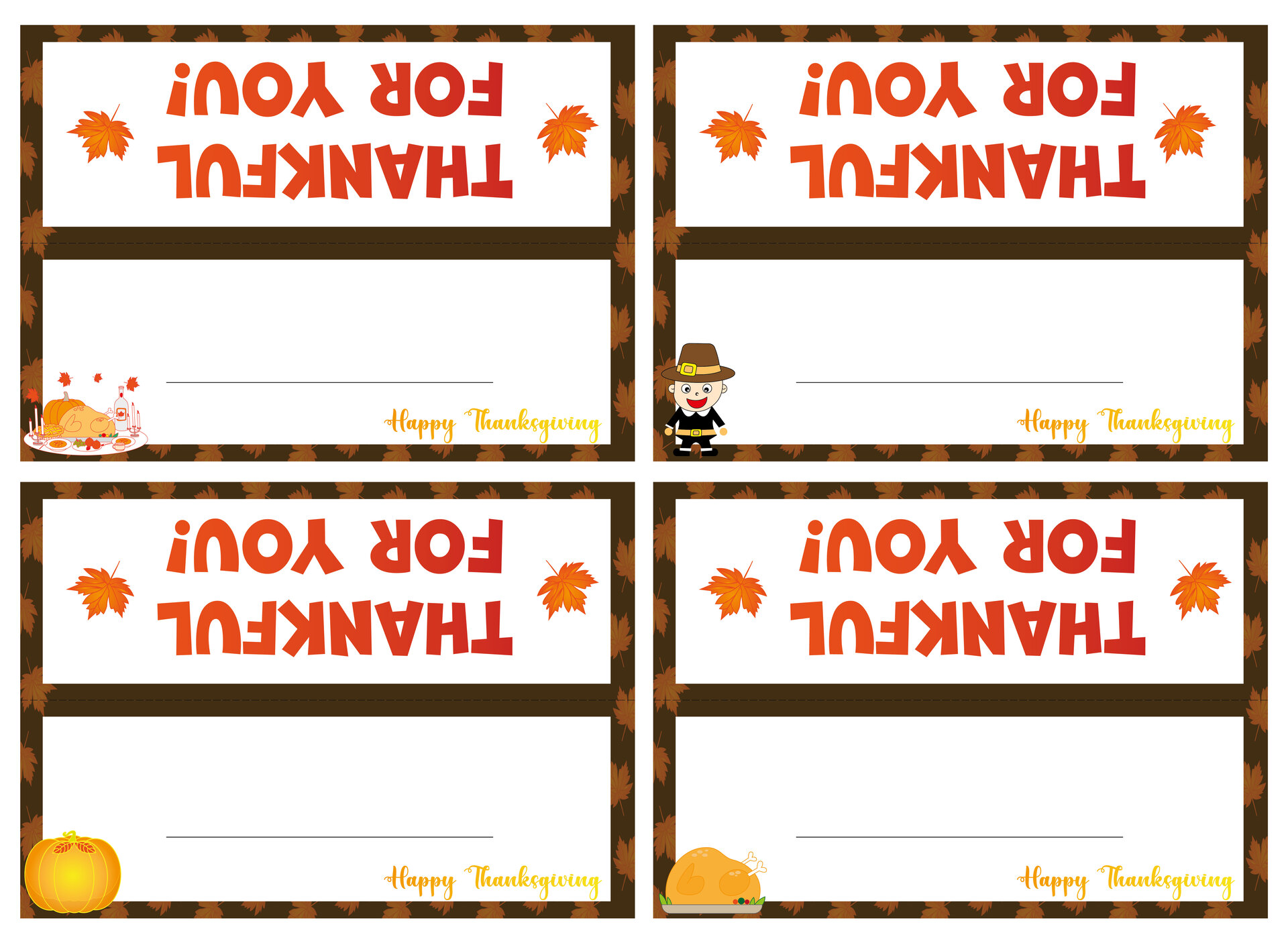 Printable Thanksgiving Table Name Cards