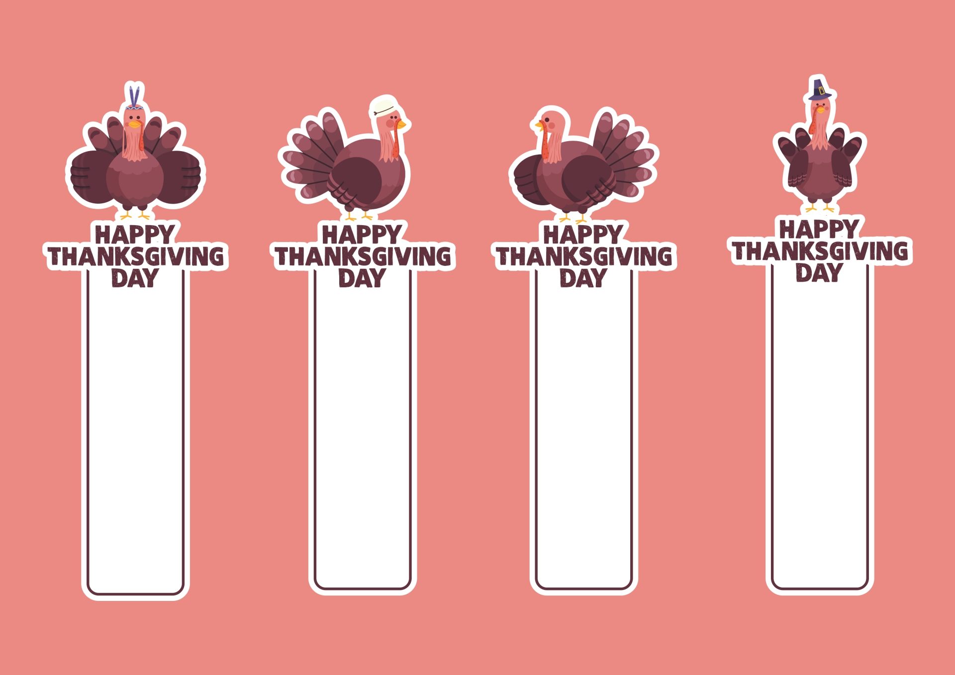 Printable Turkey Themed Bookmarks