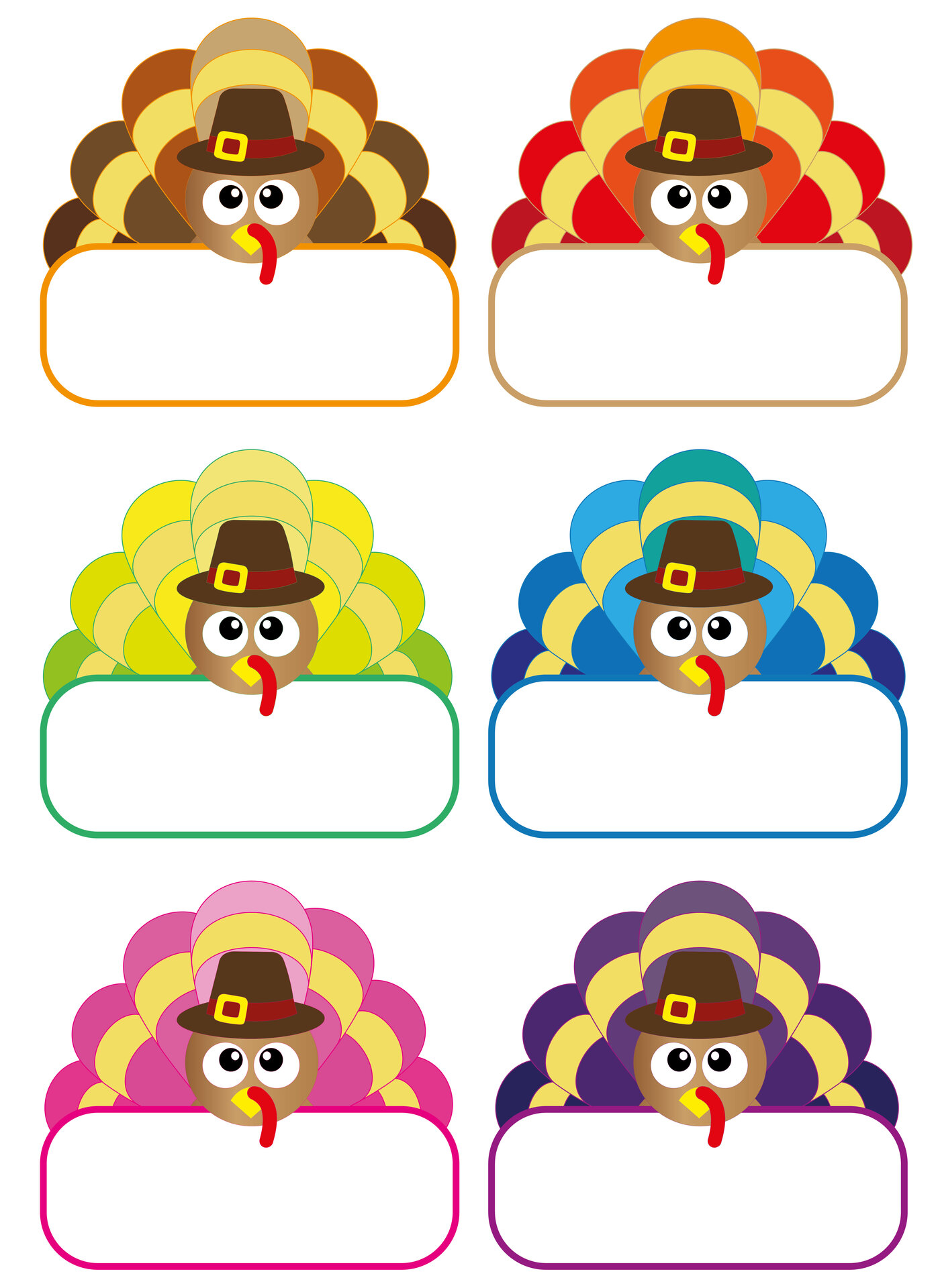 Printable Turkey-Themed Name Tags