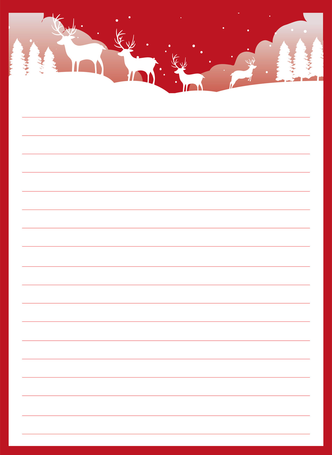 Reindeer Themed Printable Stationery