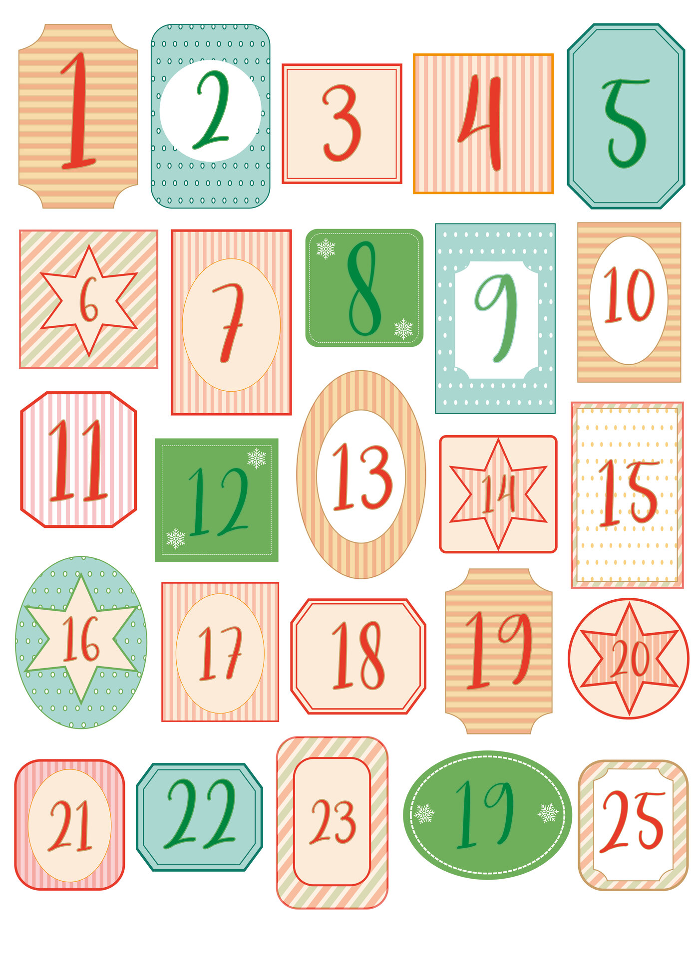 Retro Christmas Numbers and Labels