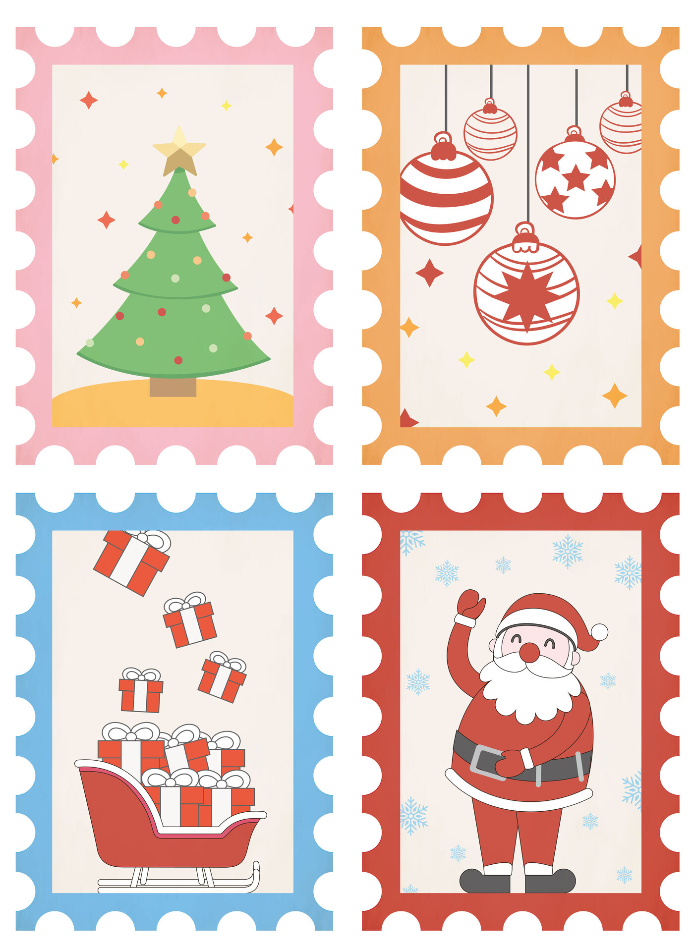 Retro Christmas Postcards Printable