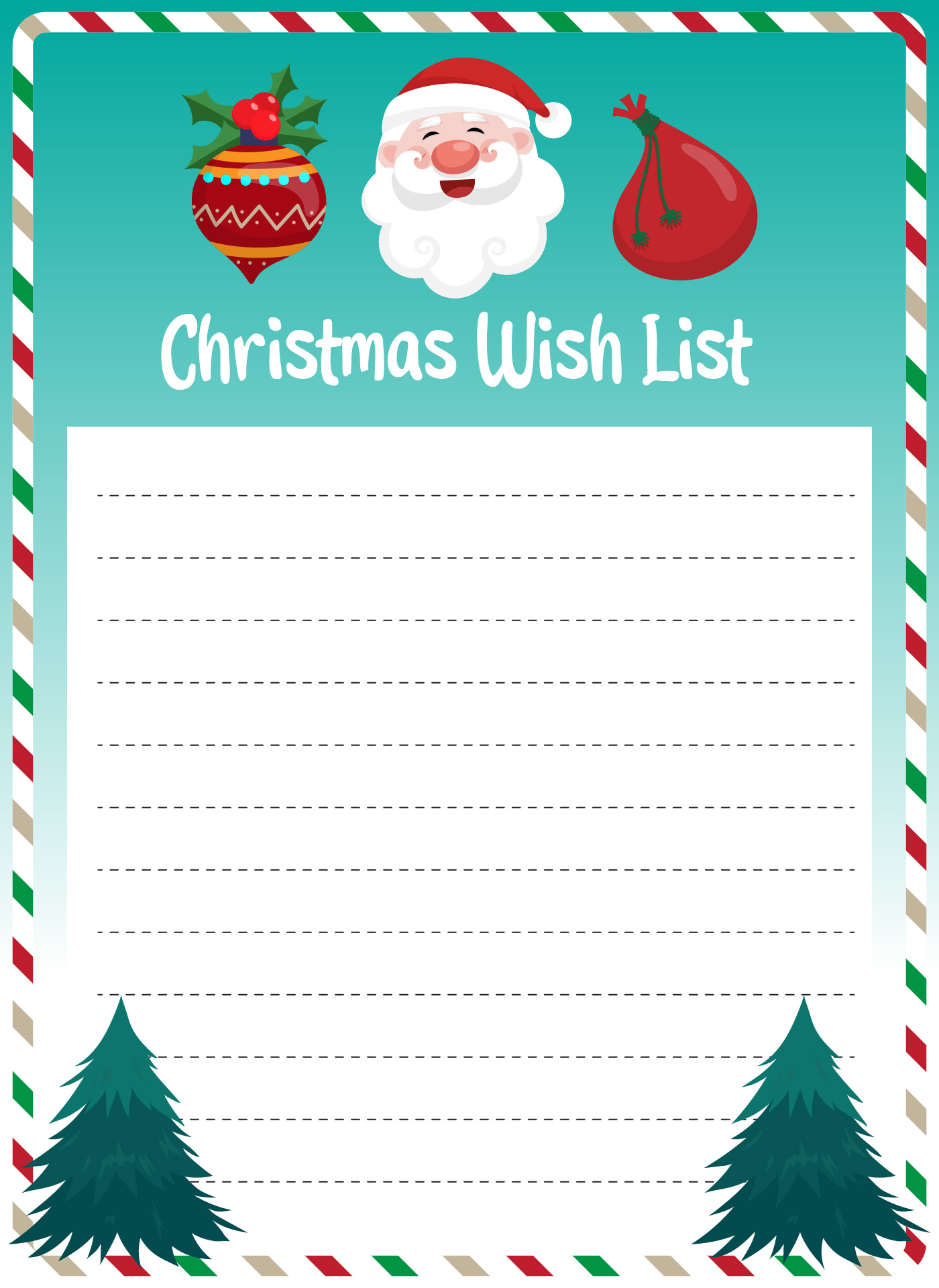 Santa Claus Wish List for Kids Printable