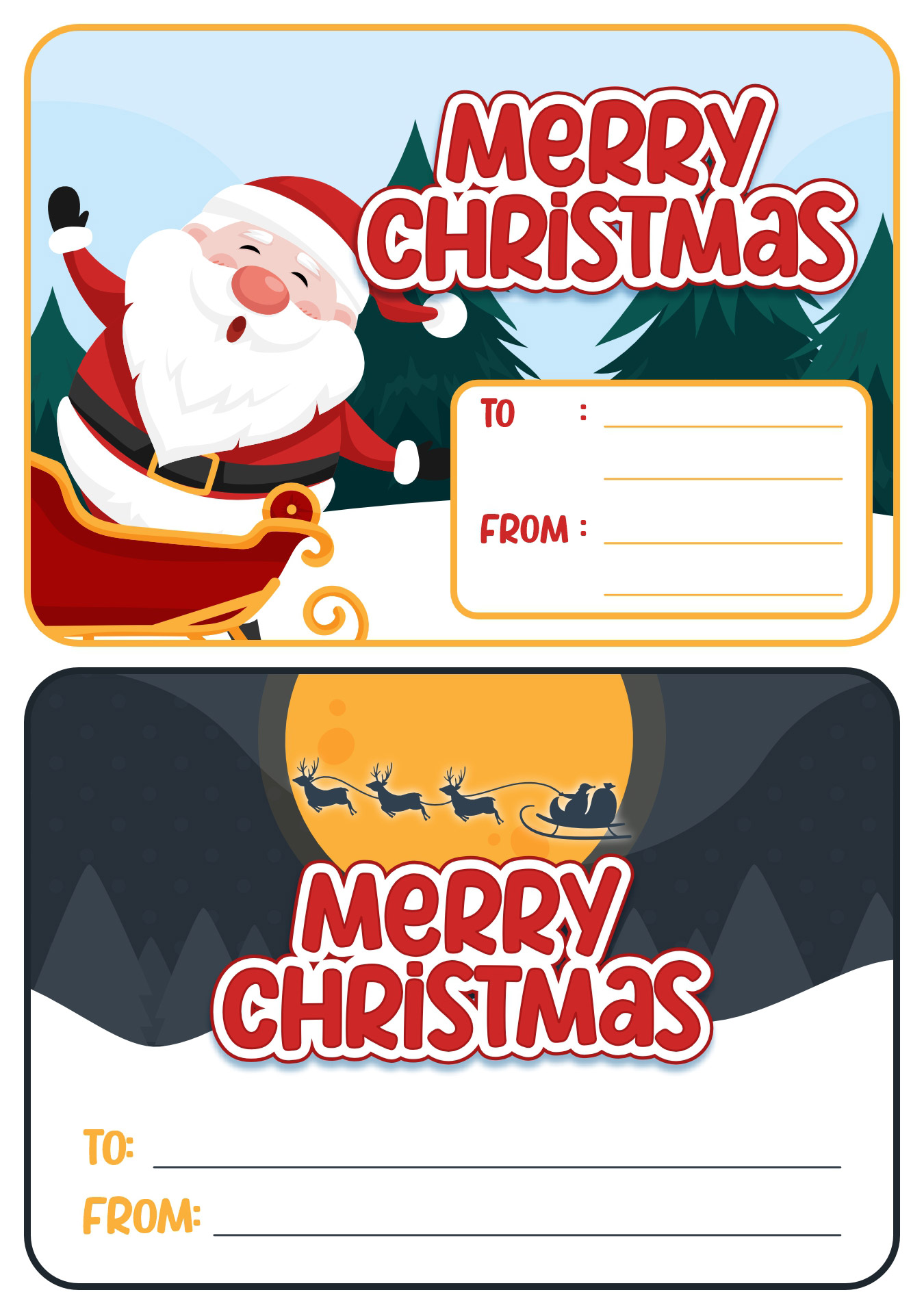 Santa Sleigh Gift Tags Printable