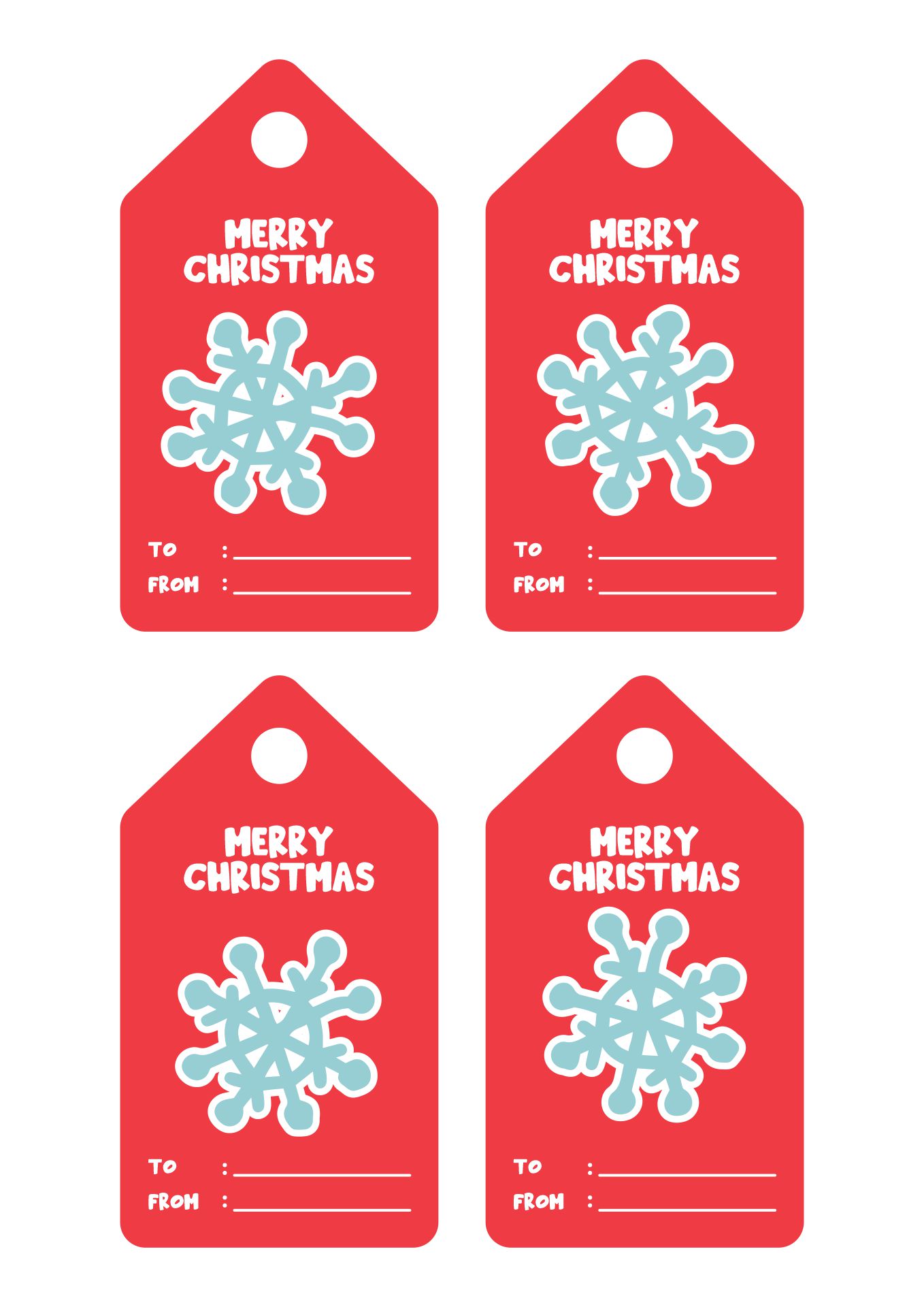 Snowflake Printable Gift Tags for Christmas