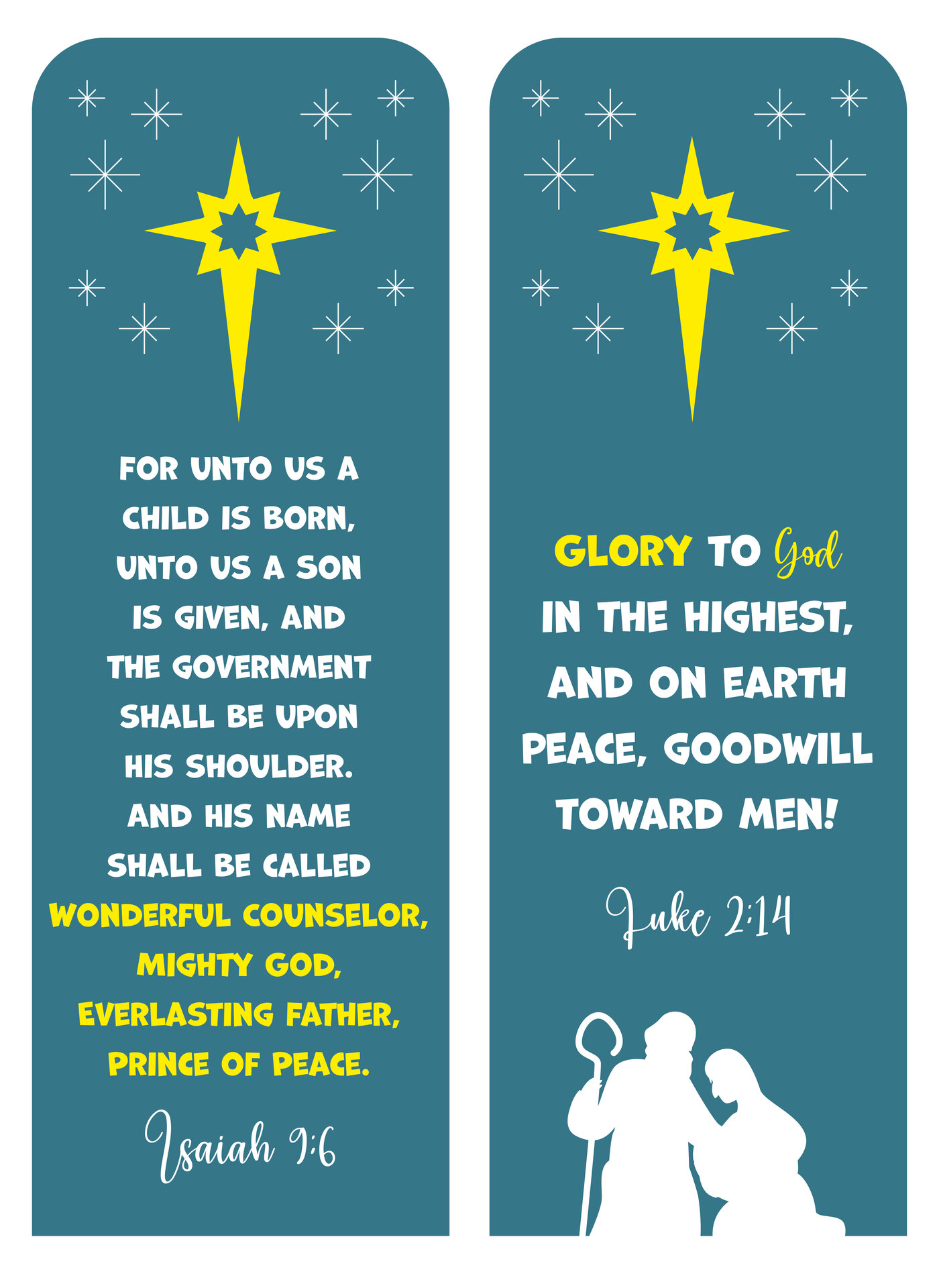 Star of Bethlehem Christmas Bookmarks Printable