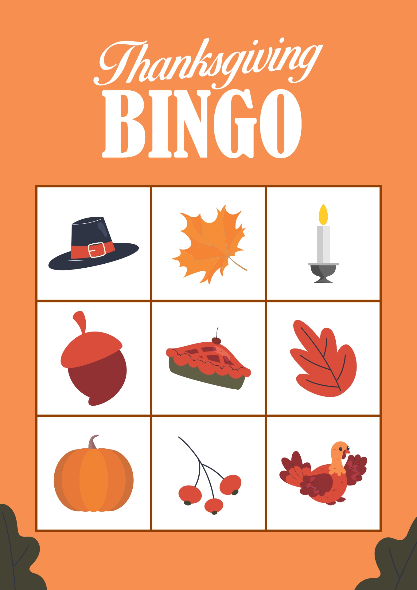 Thanksgiving Bingo Board