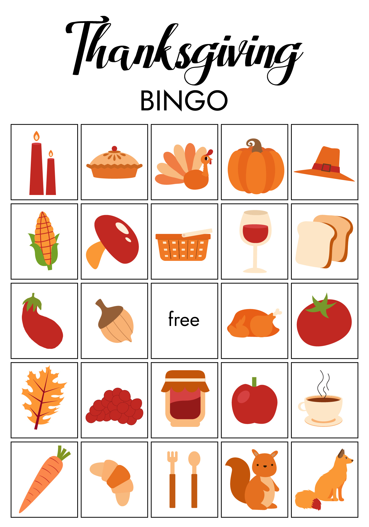 Thanksgiving Bingo Cards Printables