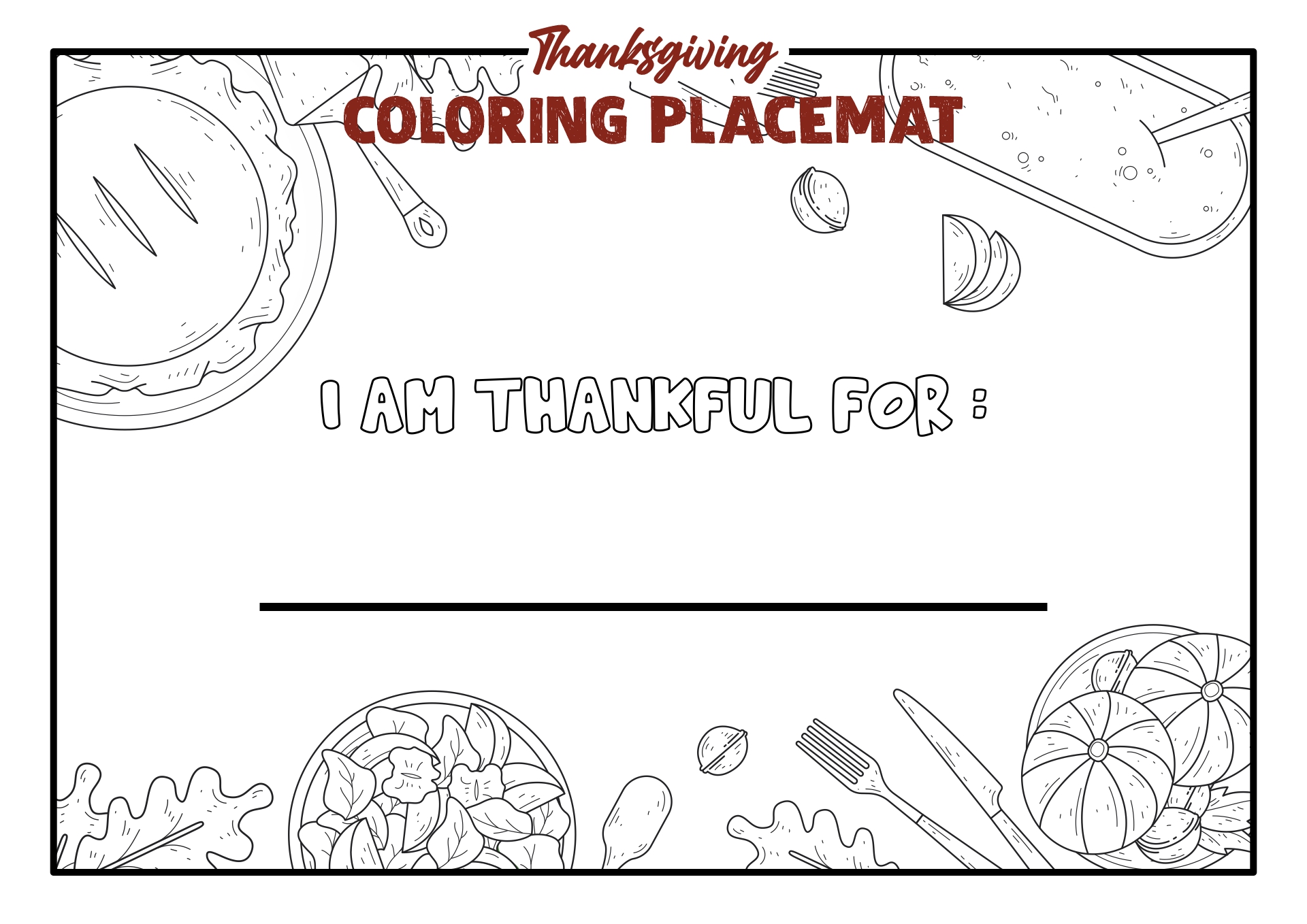 Thanksgiving Coloring Placemats for Kids