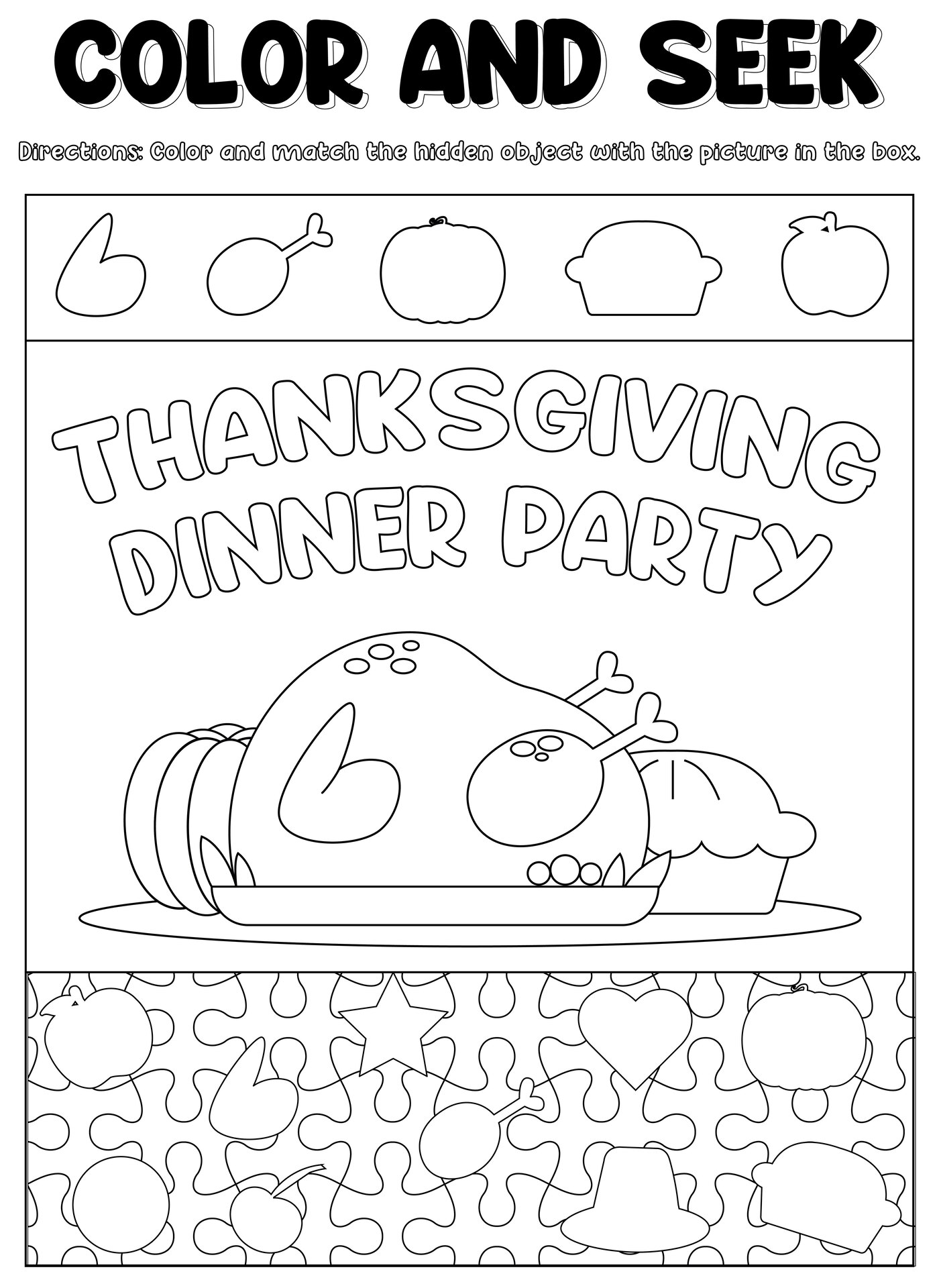 Thanksgiving Dinner Hidden Picture Puzzles