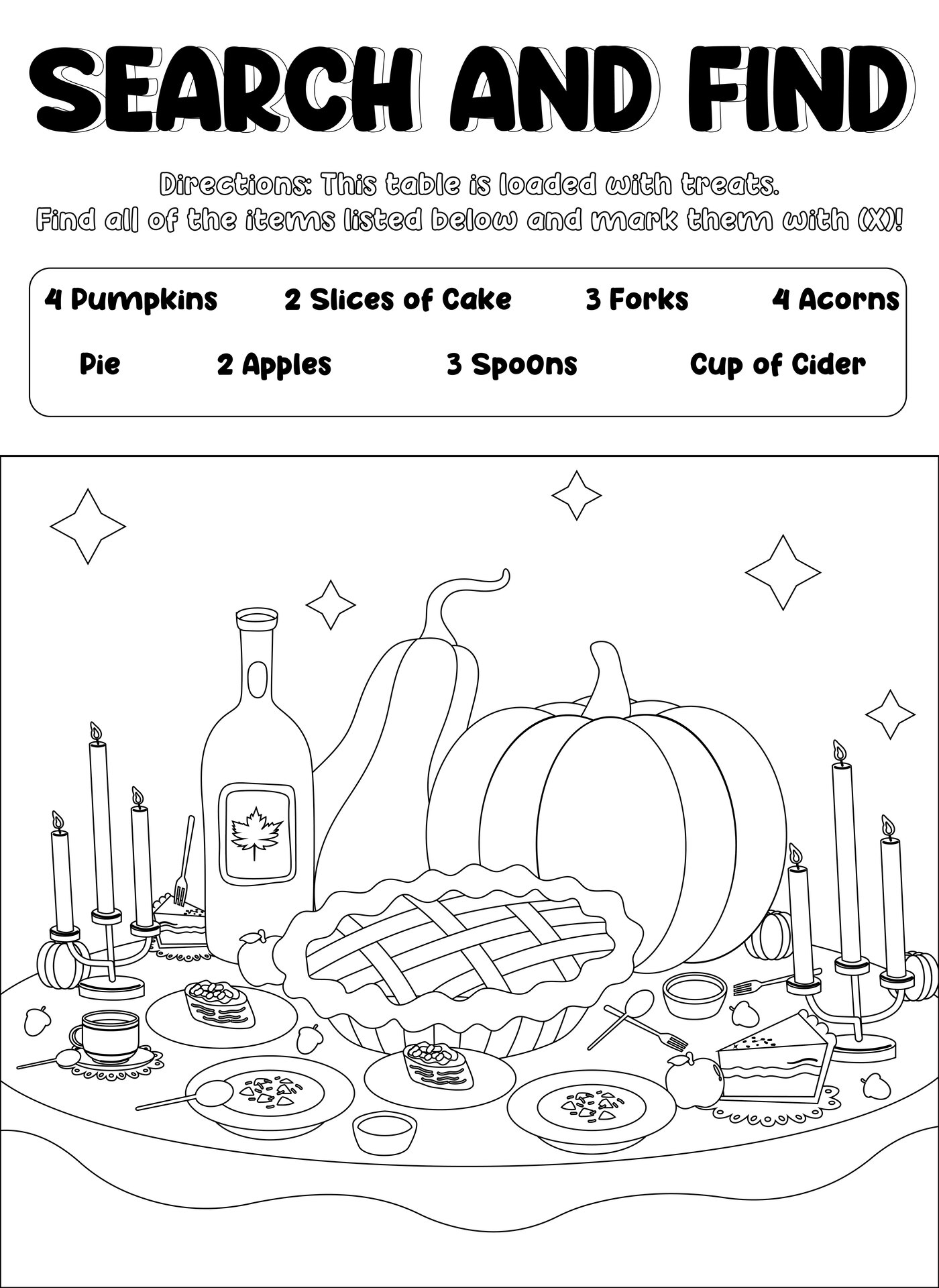 Thanksgiving Hidden Objects Activity Sheets