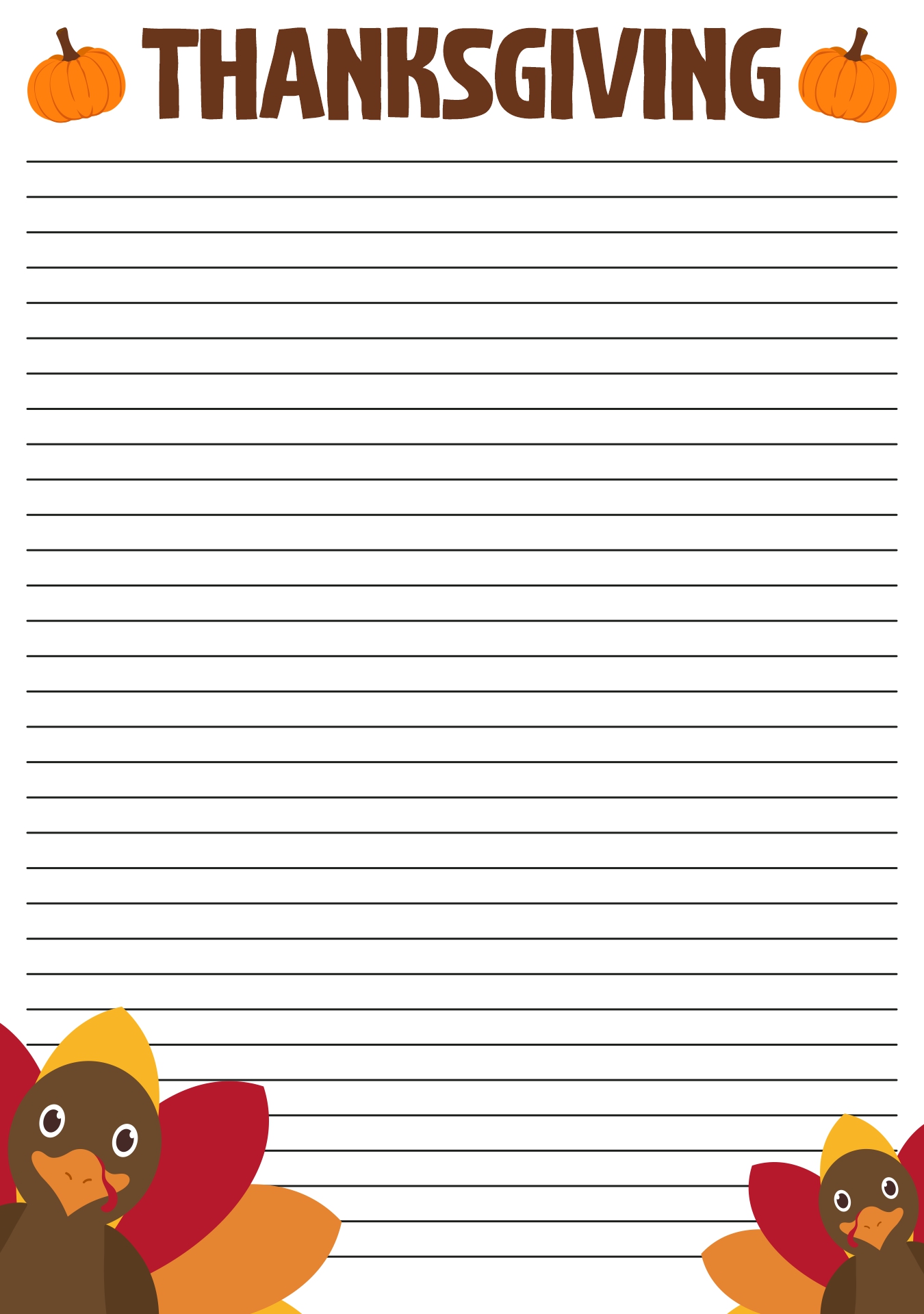 Thanksgiving Themed Lined Writing Paper