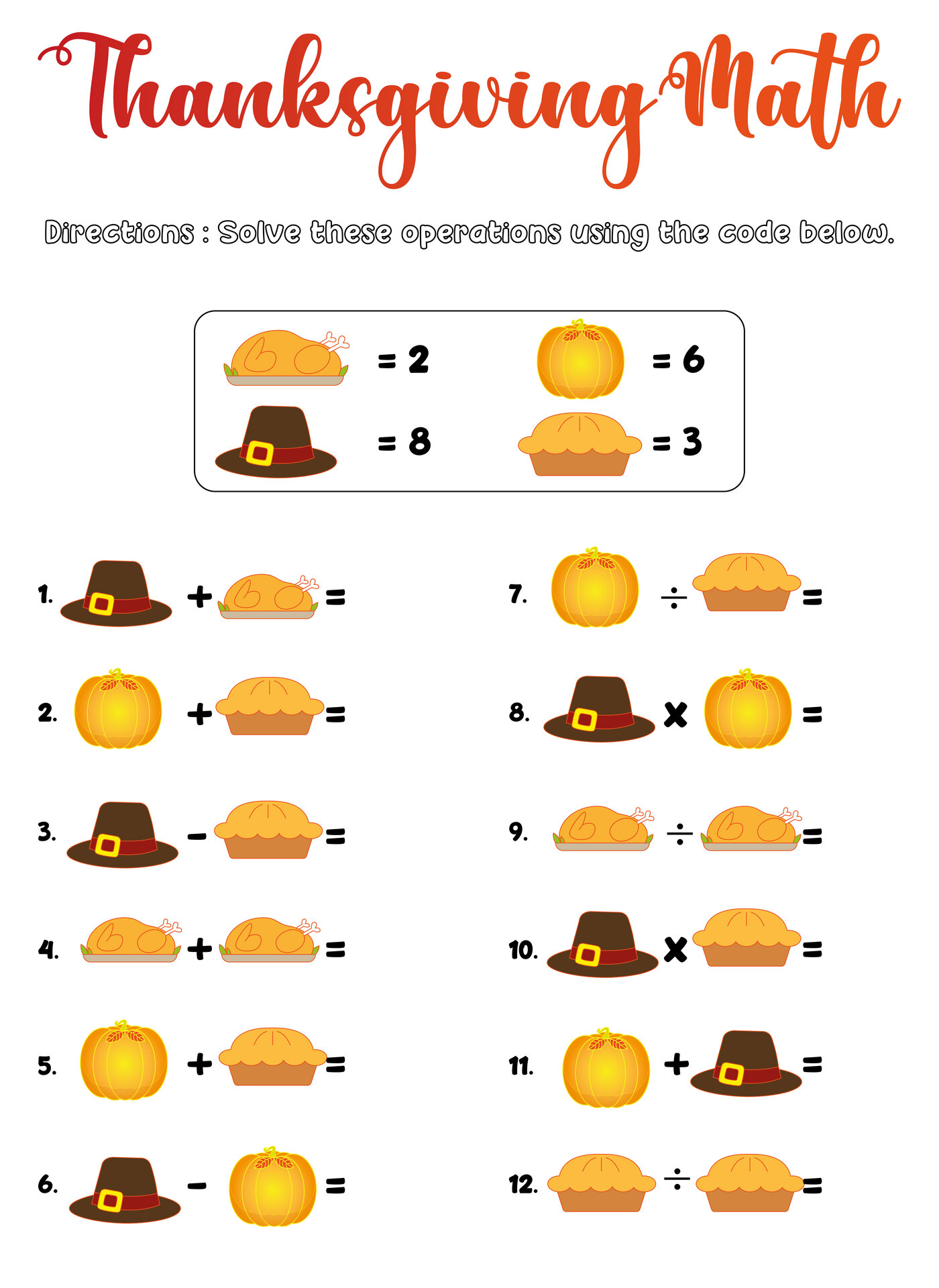 Thanksgiving Themed Math Worksheets for Fourth Graders