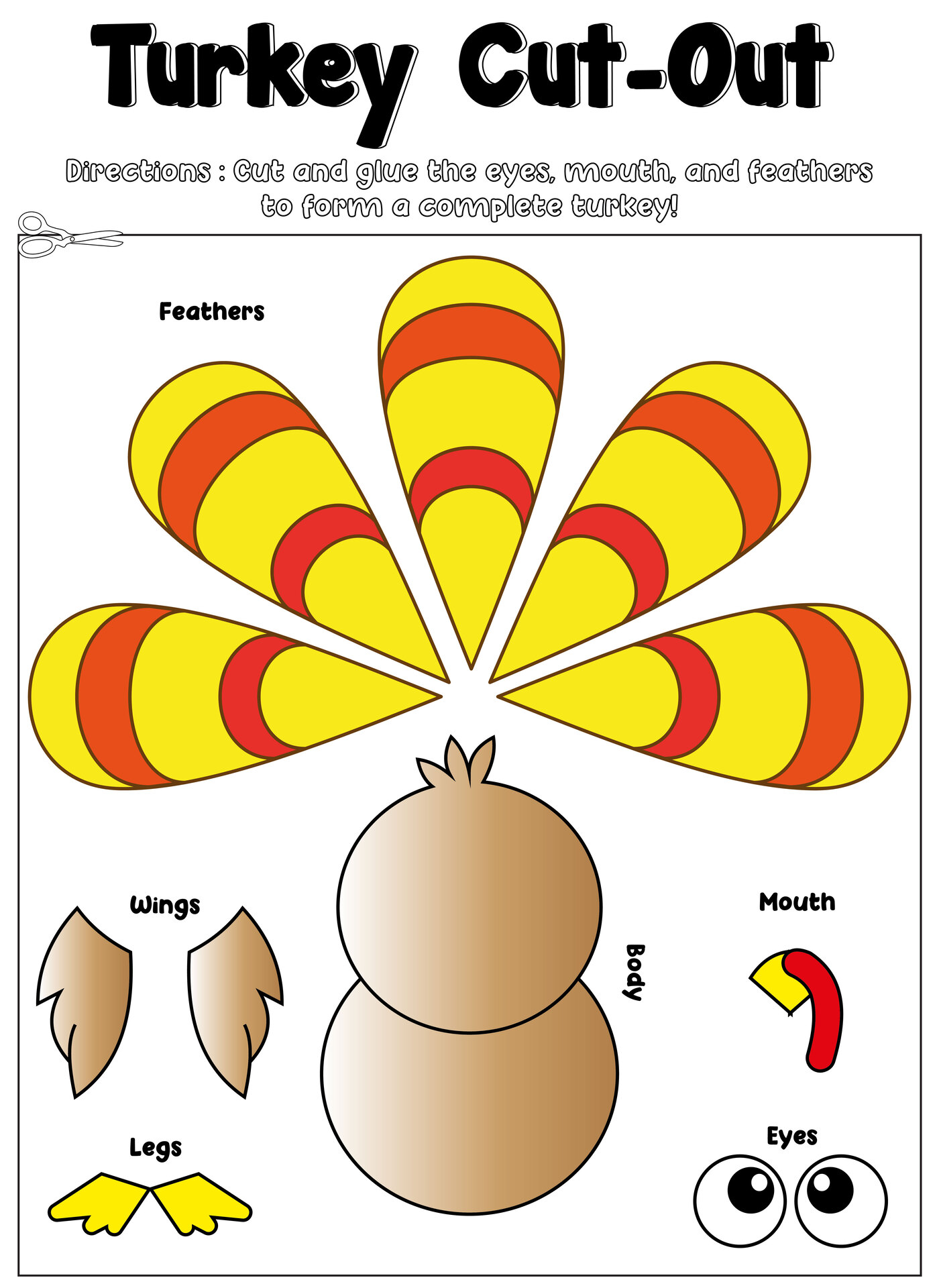 Thanksgiving Turkey Preschool Cut-Out Projects