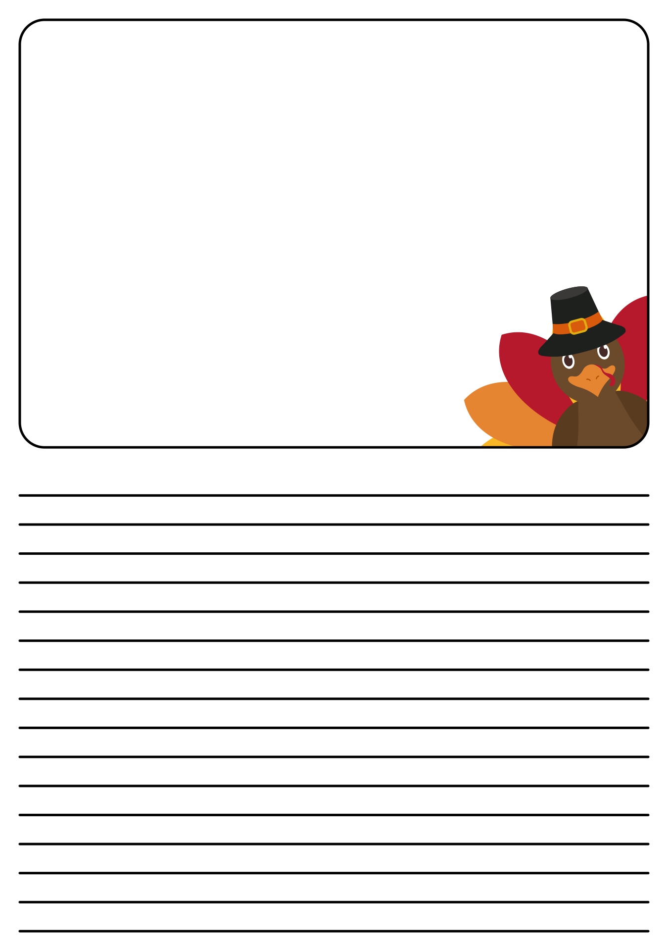 Thanksgiving Turkey Writing Paper Printable