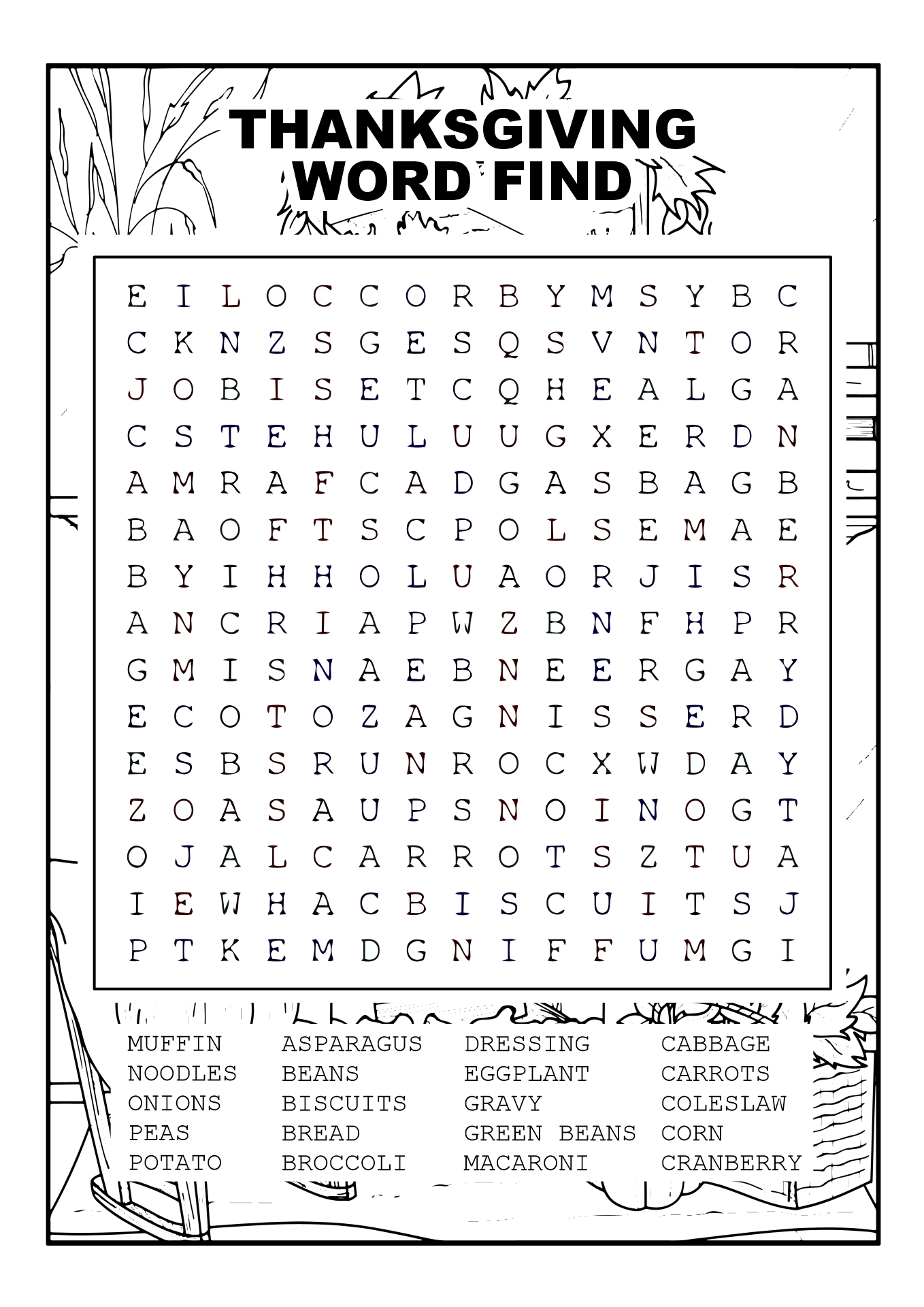 Thanksgiving Word Find Games for Adults