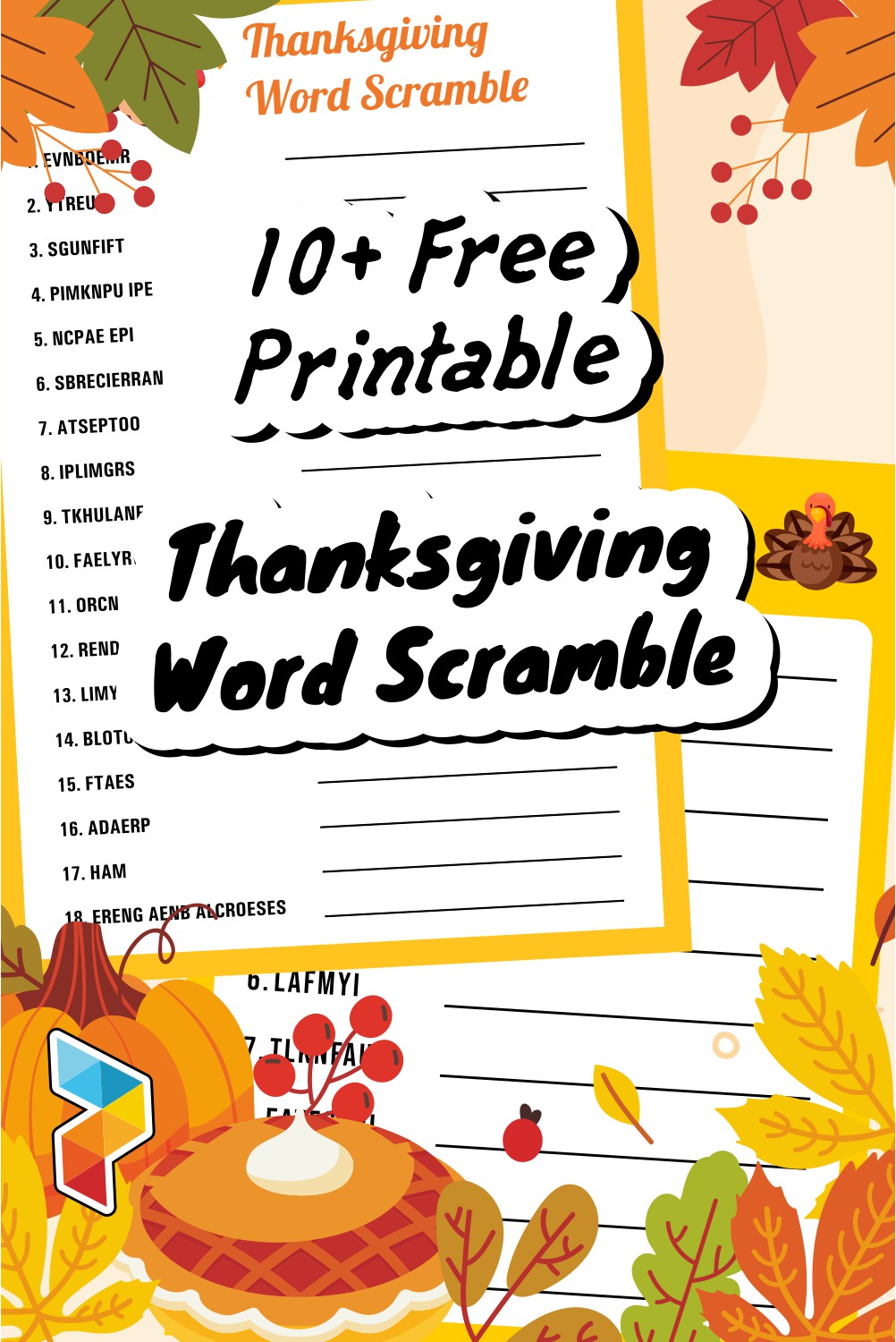 Thanksgiving Word Scramble