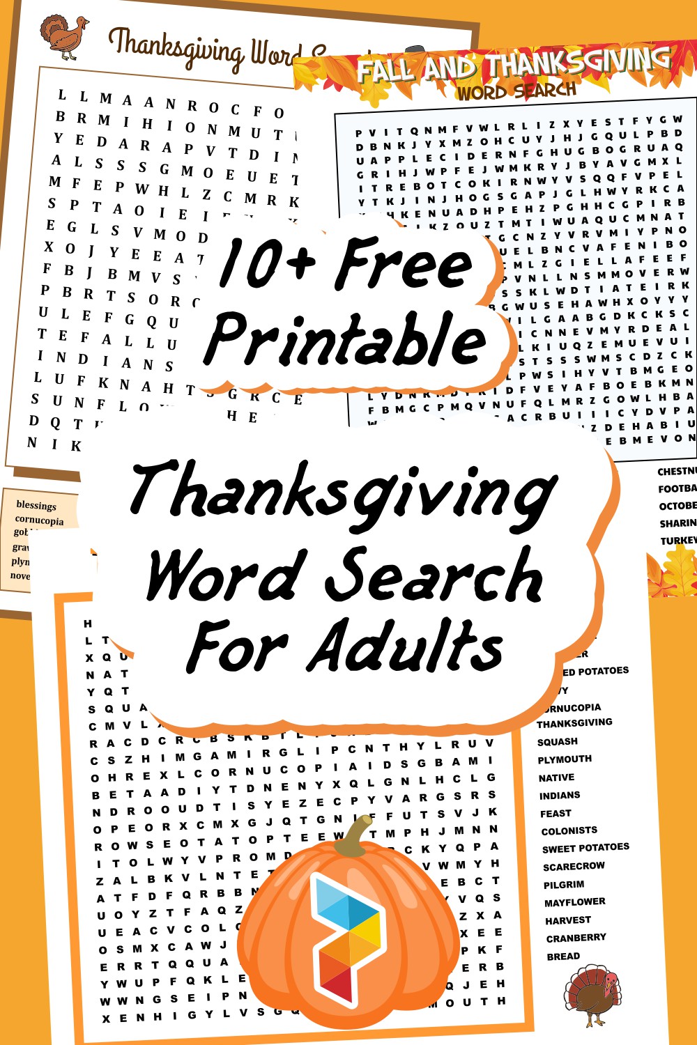 Thanksgiving Word Search  For Adults