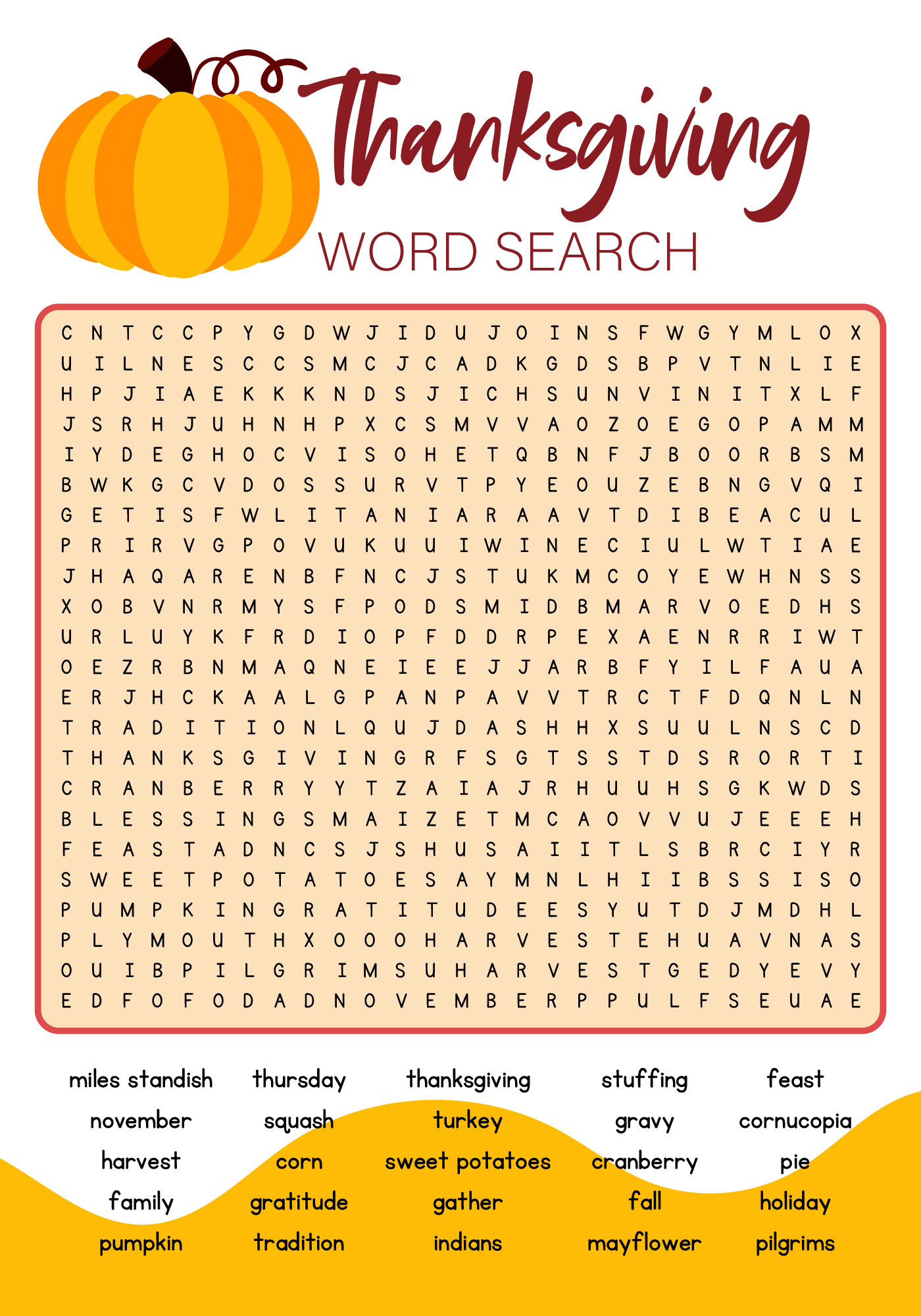 Thanksgiving Word Search Games for Adults