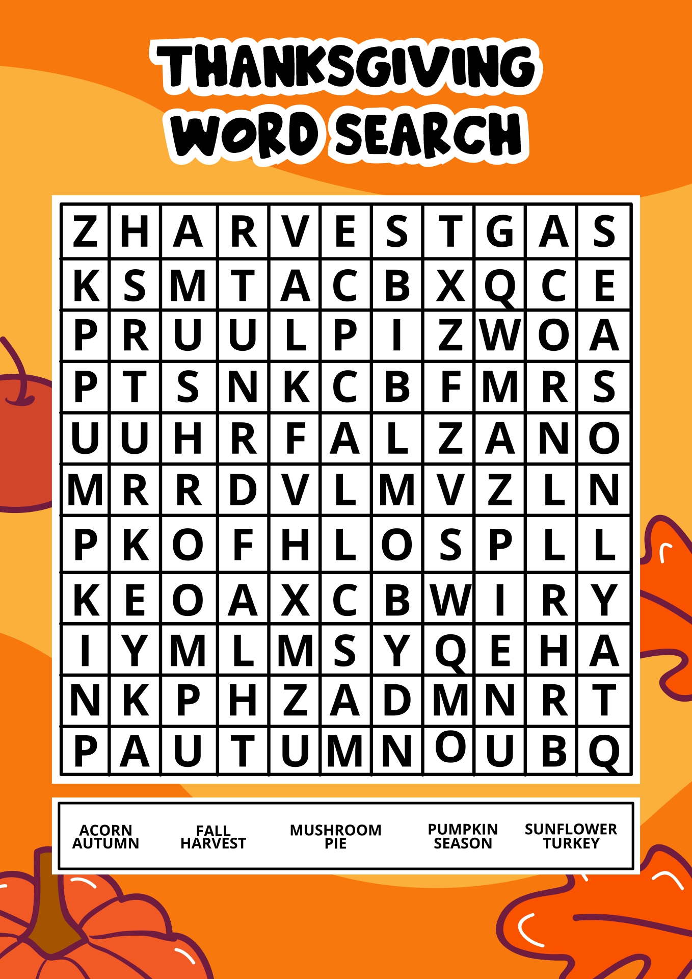 Thanksgiving Word Search Puzzles for Adults