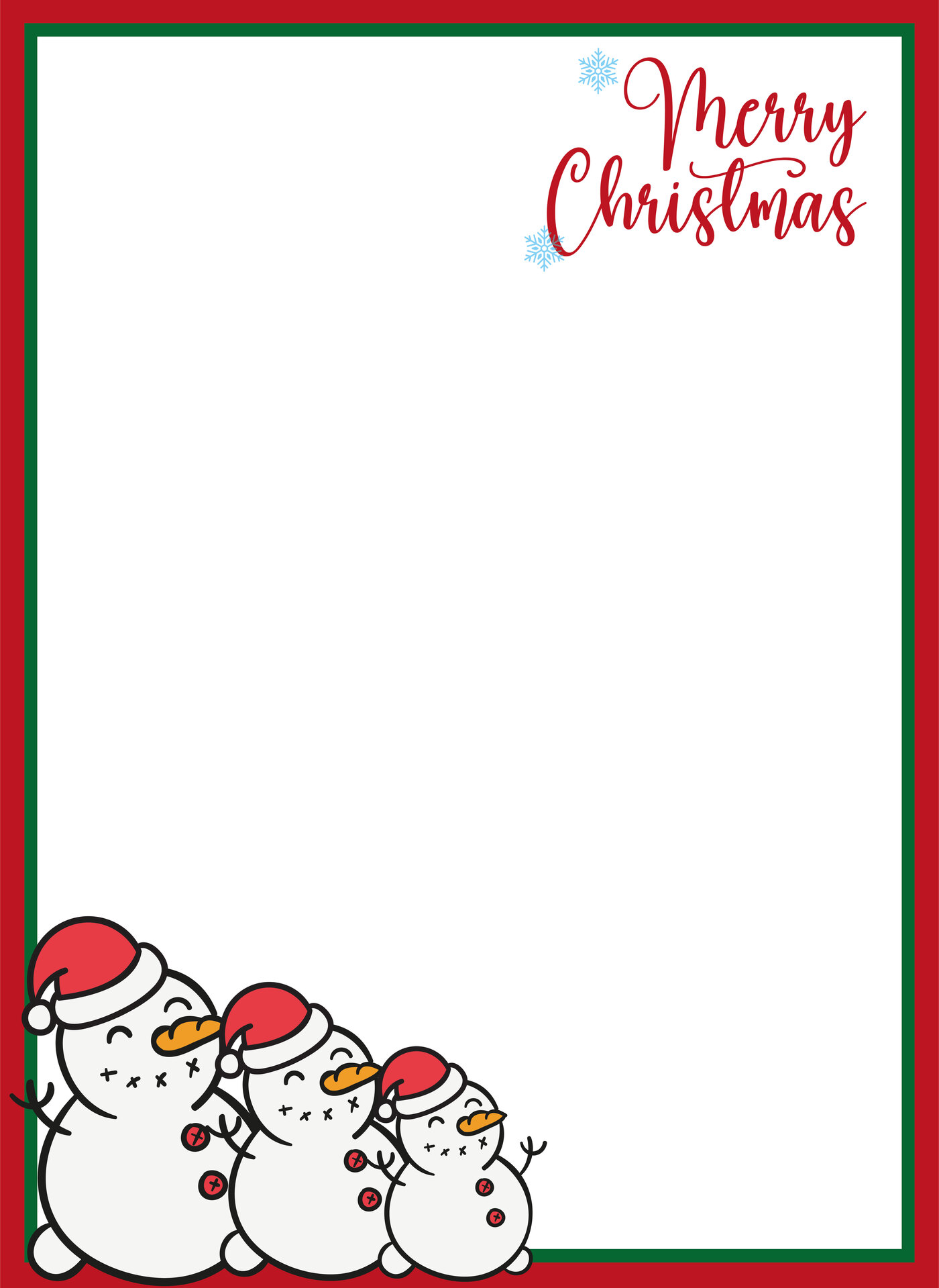 Three Large Snowmen Stationery