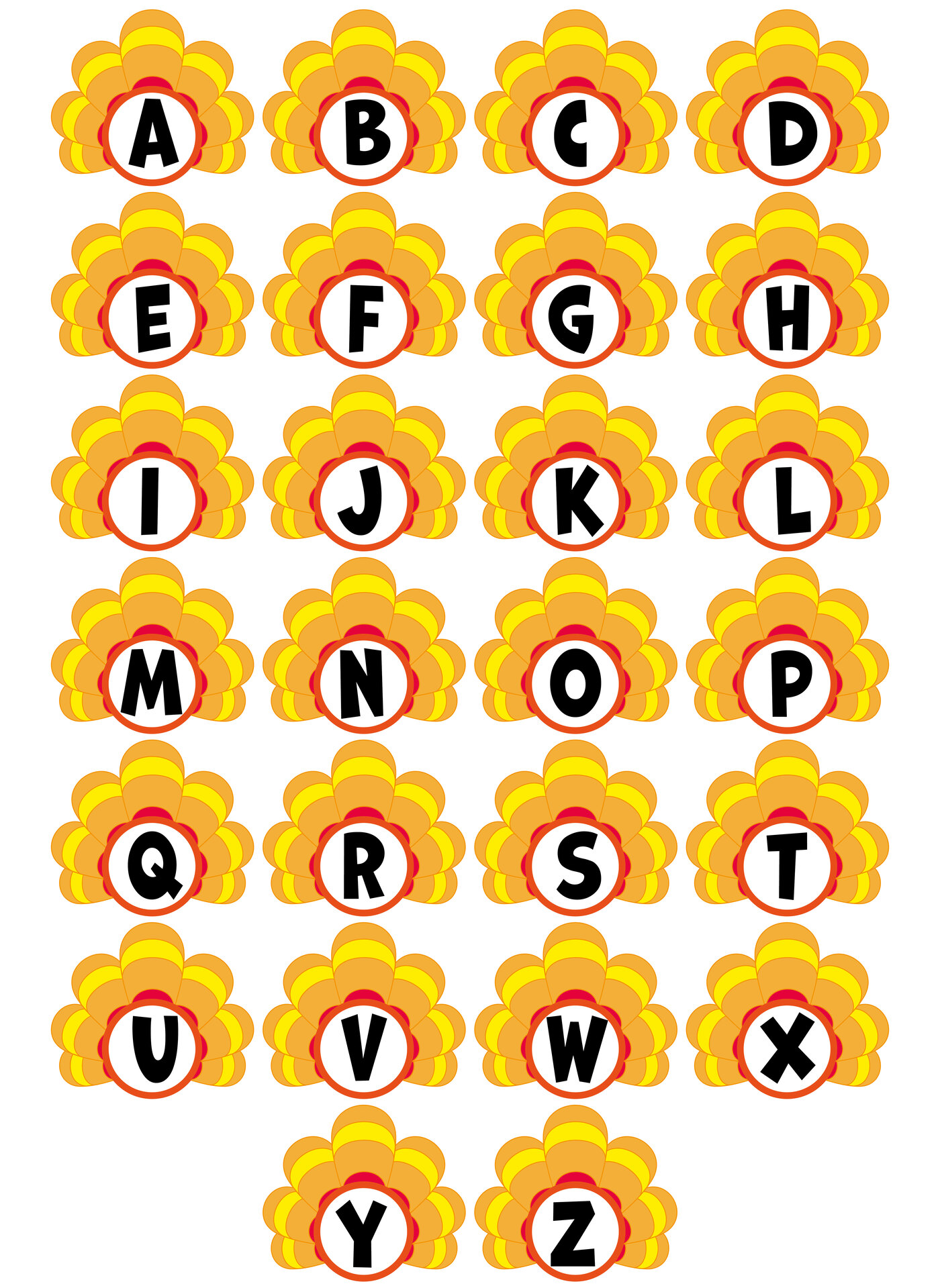 Turkey Day Alphabet Printables