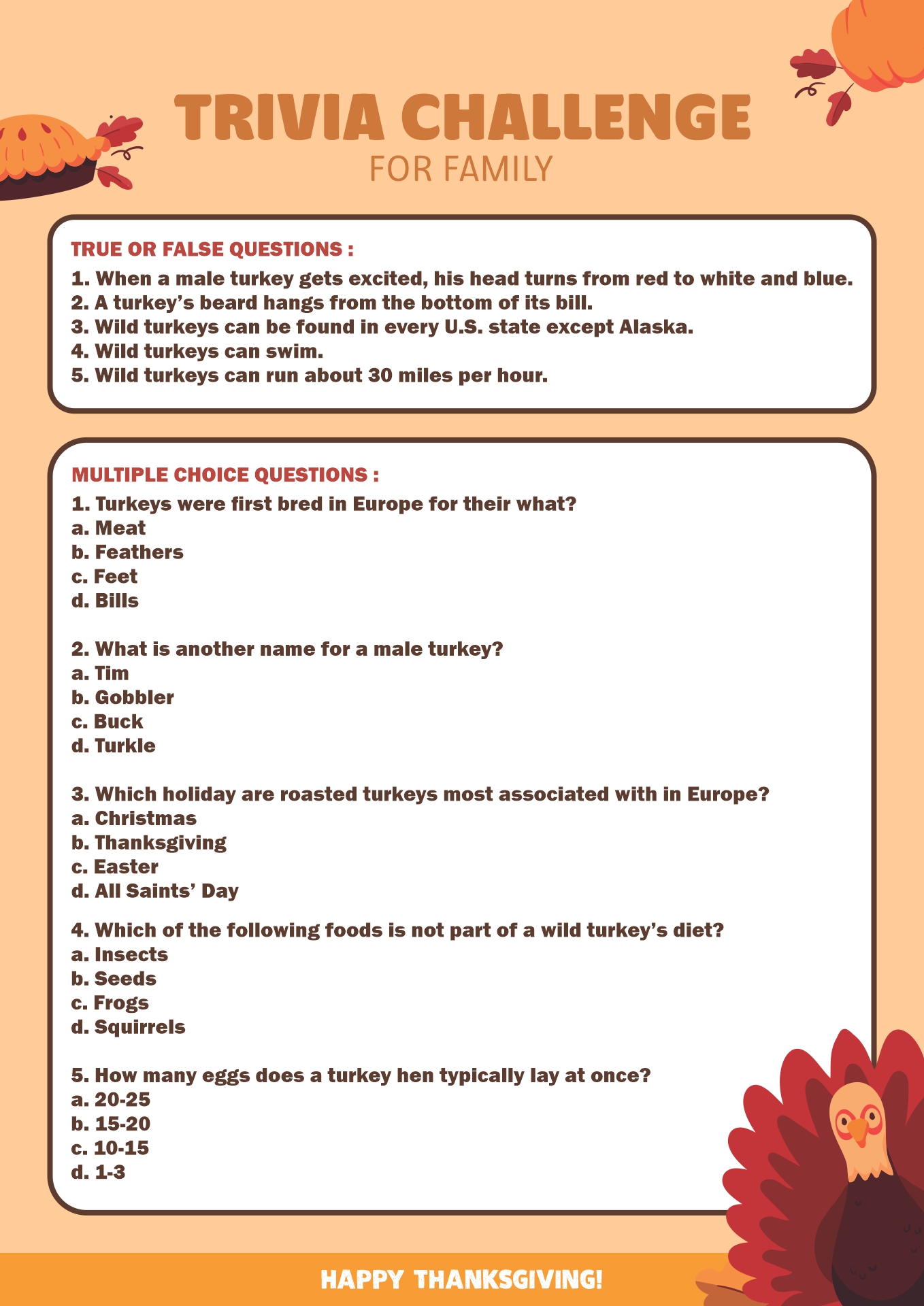 Turkey Trivia Challenges for Families