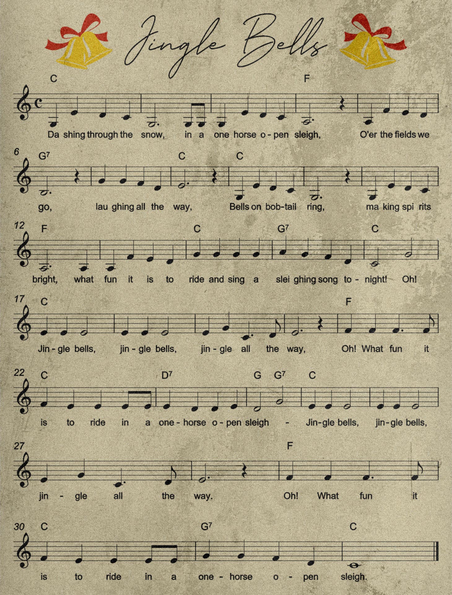 Vintage Christmas Carol Sheet Music Printables