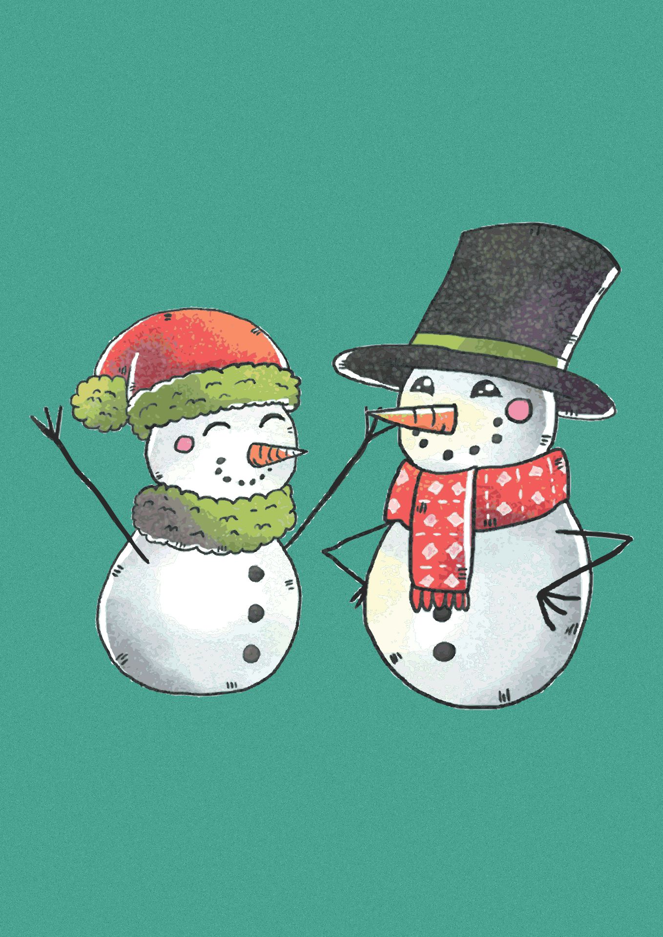 Vintage Christmas Printable Snowman Couple