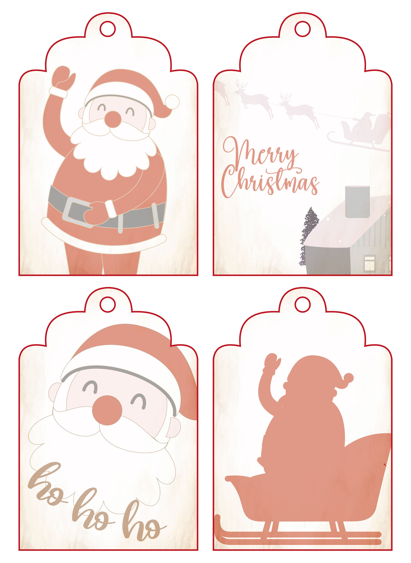 Vintage Santa Cute Christmas Gift Tags Printable