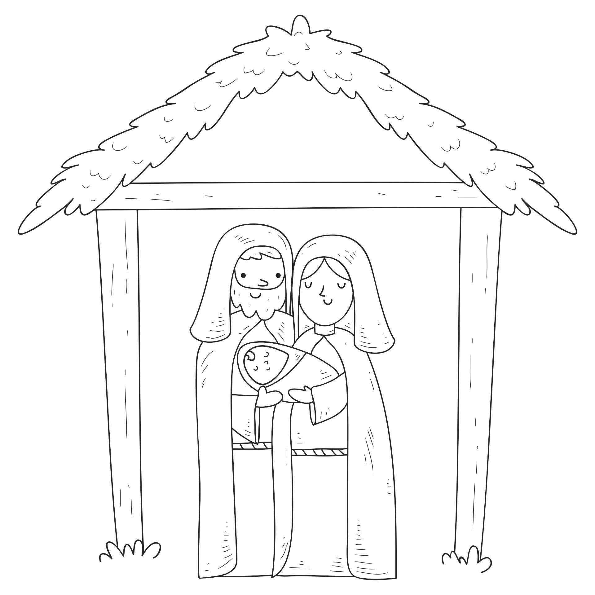 Baby Jesus in Manger Christmas Coloring Activities Printable